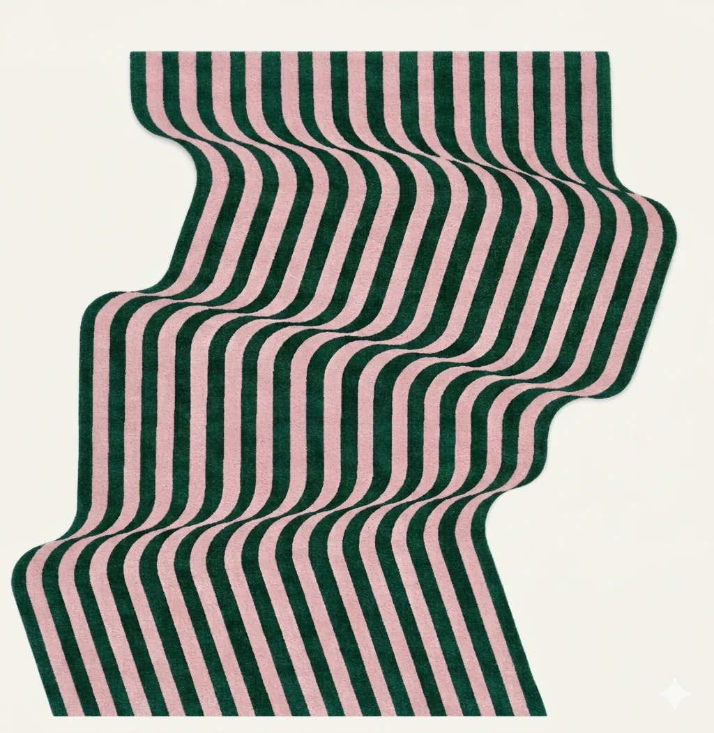 Flowing Illusion Hand Tufted Wool Rug - Pink and Green