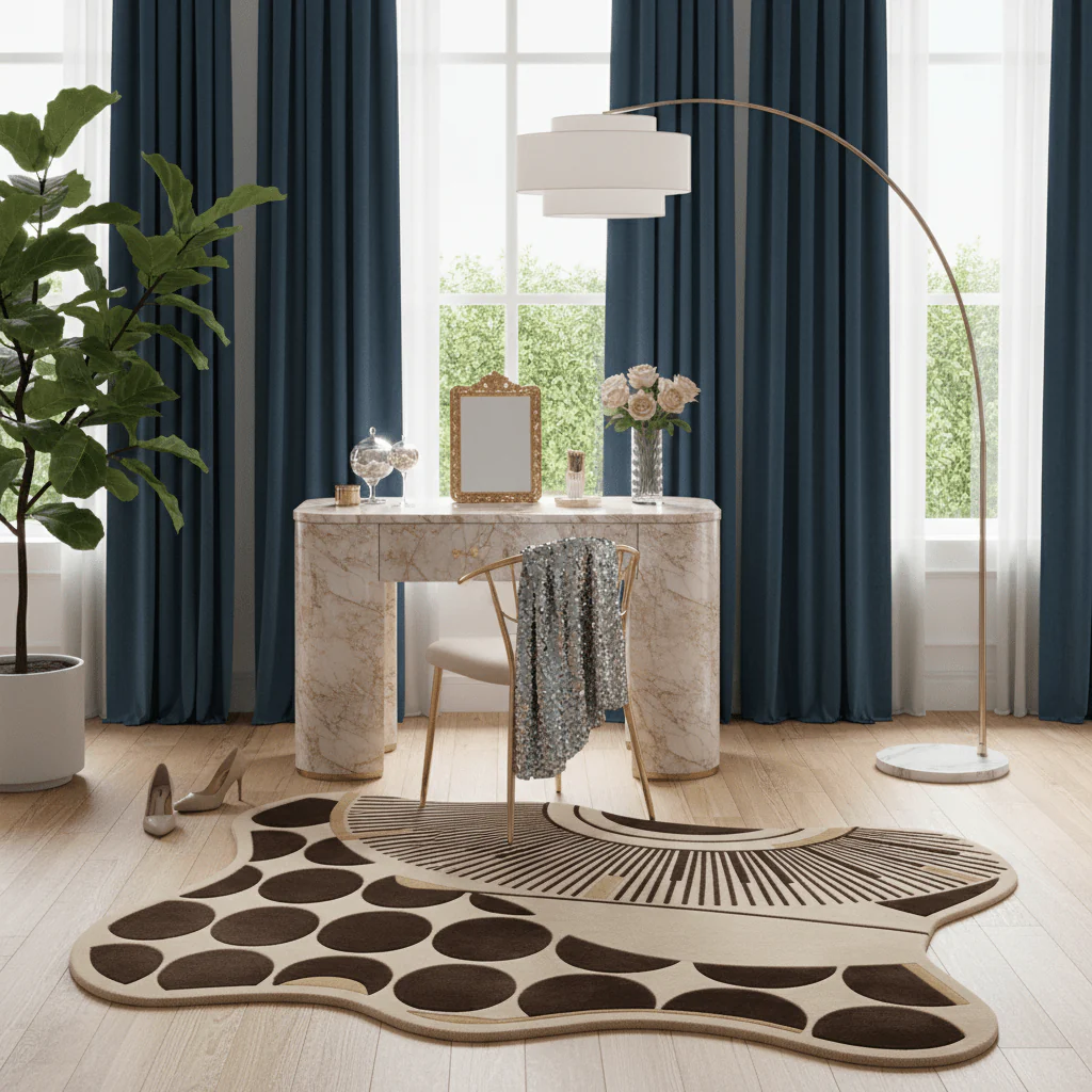 Fluid Shape Polka Sunburst Hand Tufted Rug - Image 2