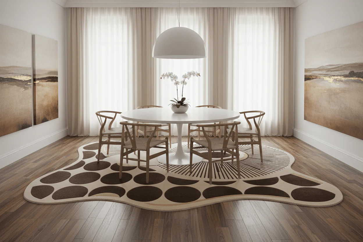 Fluid Shape Polka Sunburst Hand Tufted Rug - Image 3