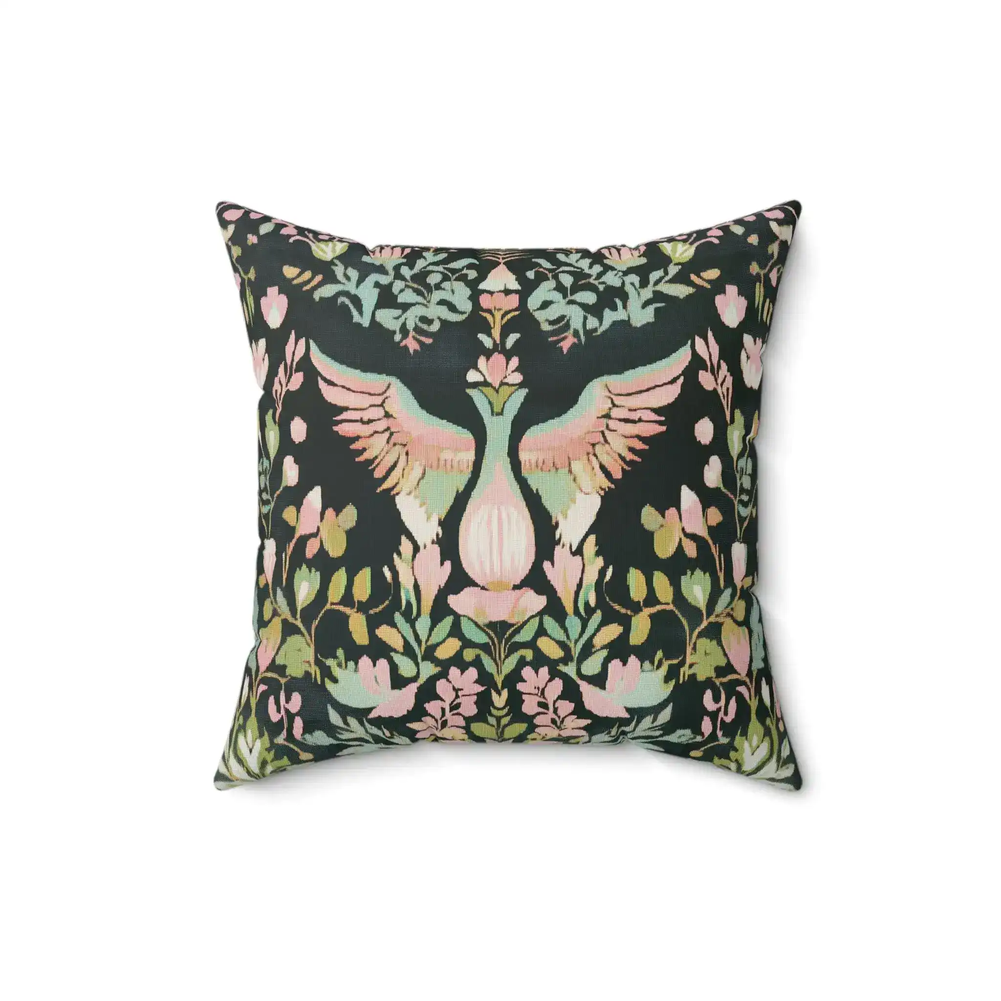 Folk Phoenix Garden Throw Pillow - Image 3