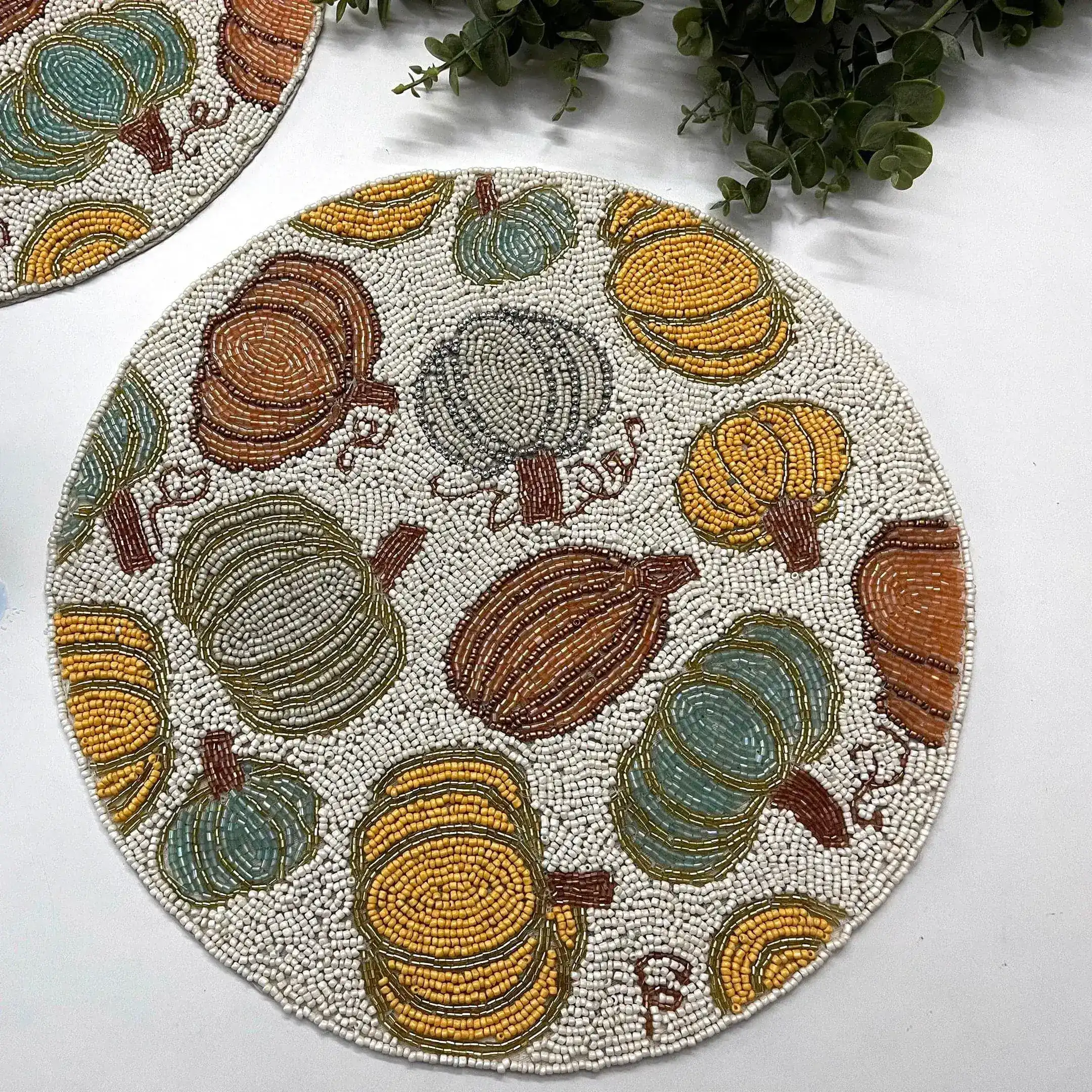 For the Love of Pumpkin Round Beaded Placemat - Set of 4 - Image 2