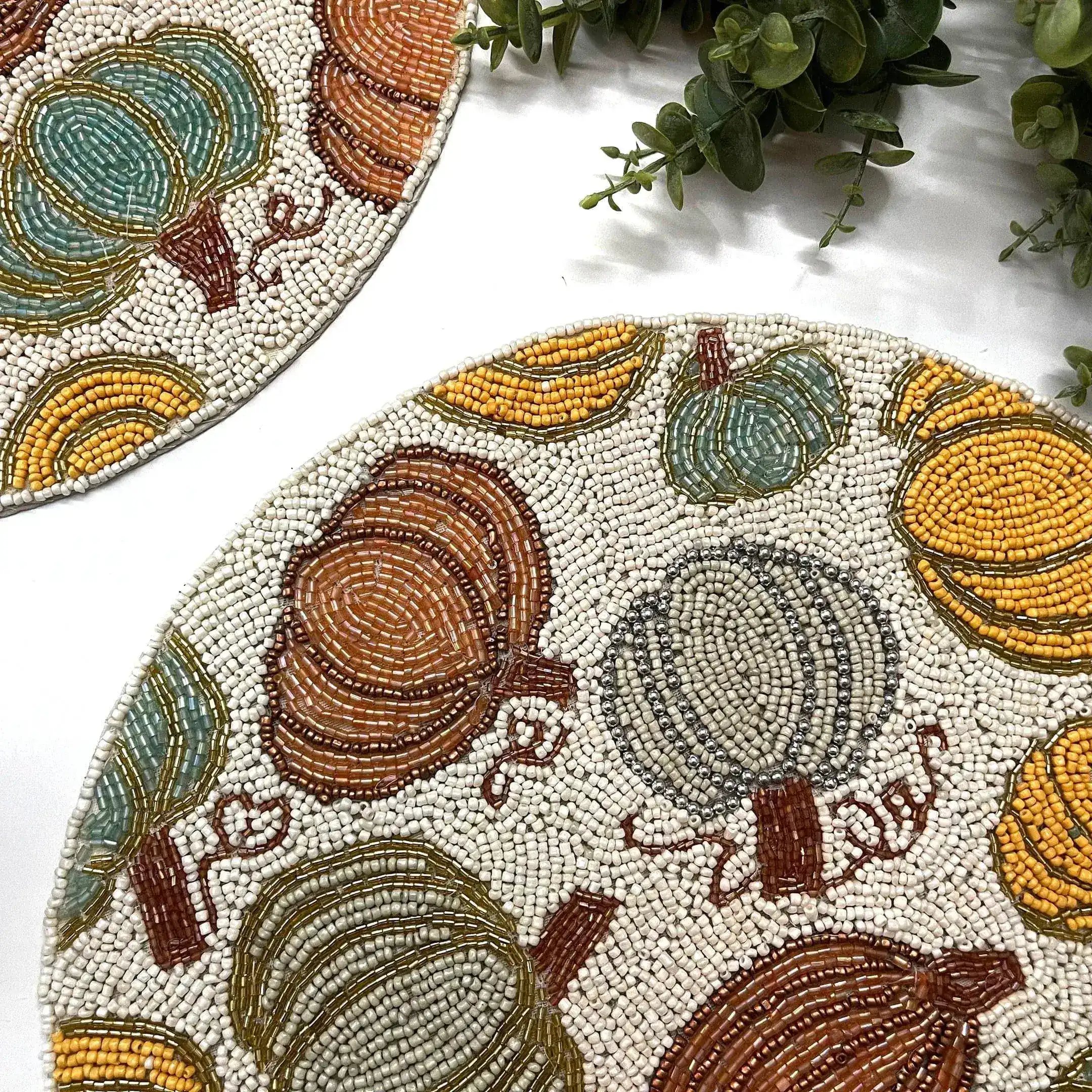 For the Love of Pumpkin Round Beaded Placemat - Set of 4 - Image 3