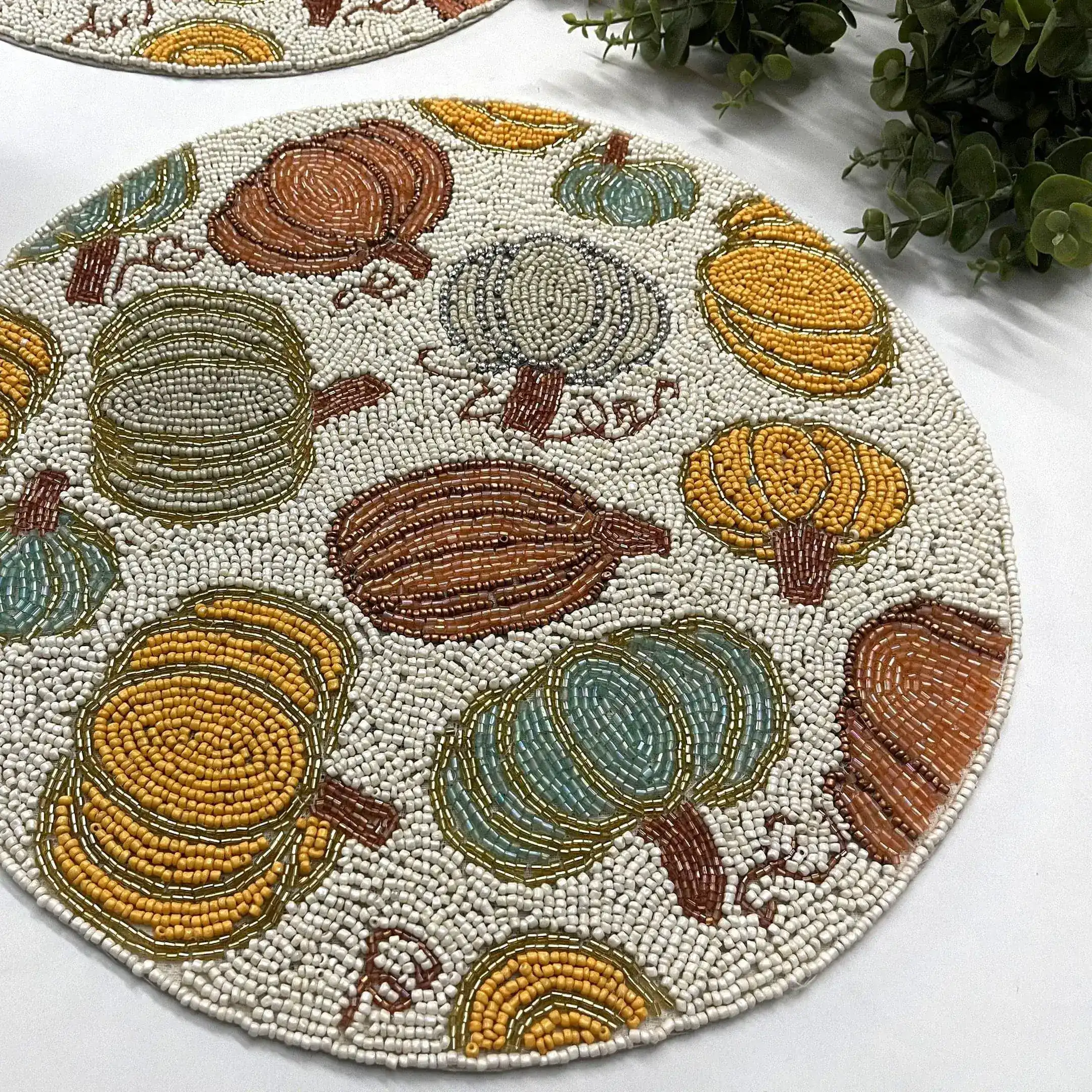 For the Love of Pumpkin Round Beaded Placemat - Set of 4 - Image 4