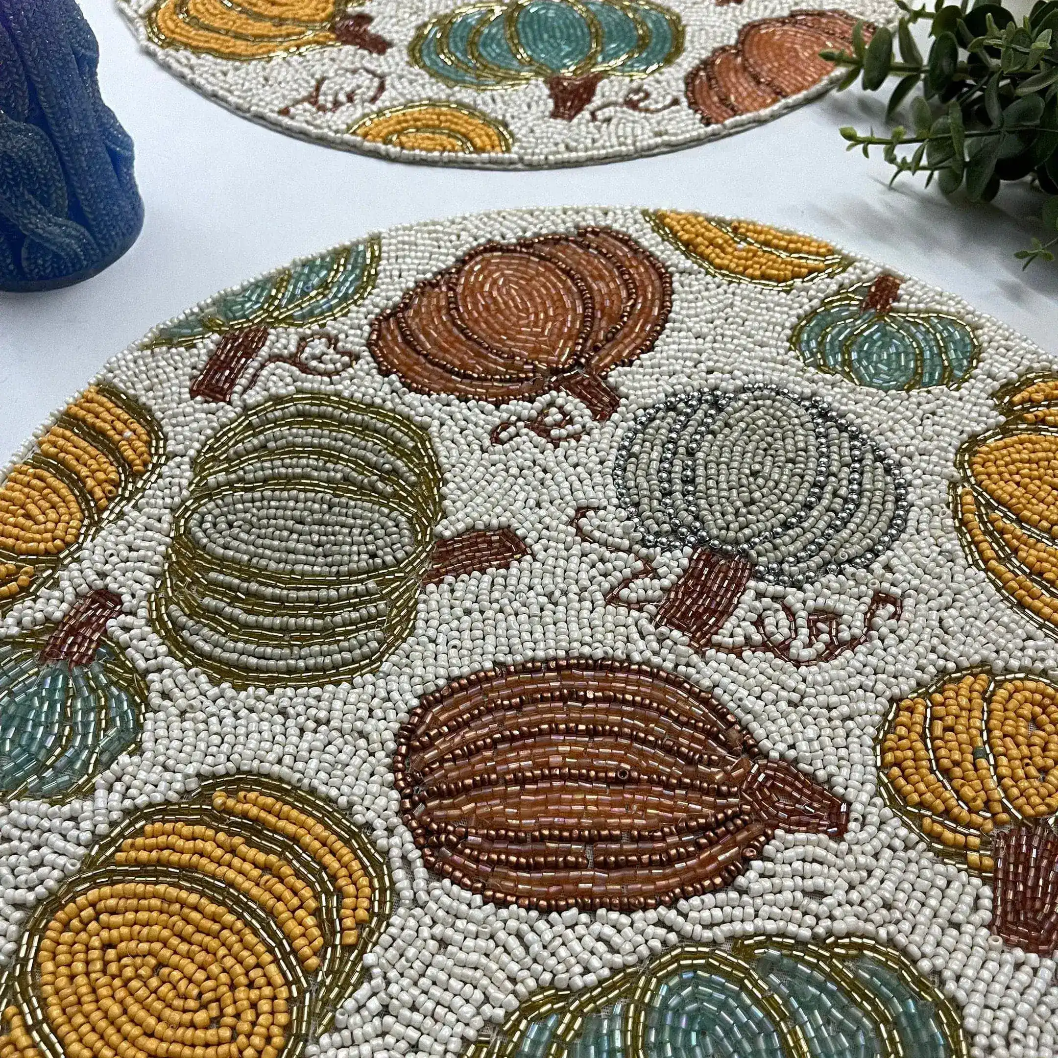 For the Love of Pumpkin Round Beaded Placemat - Set of 4 - Image 6