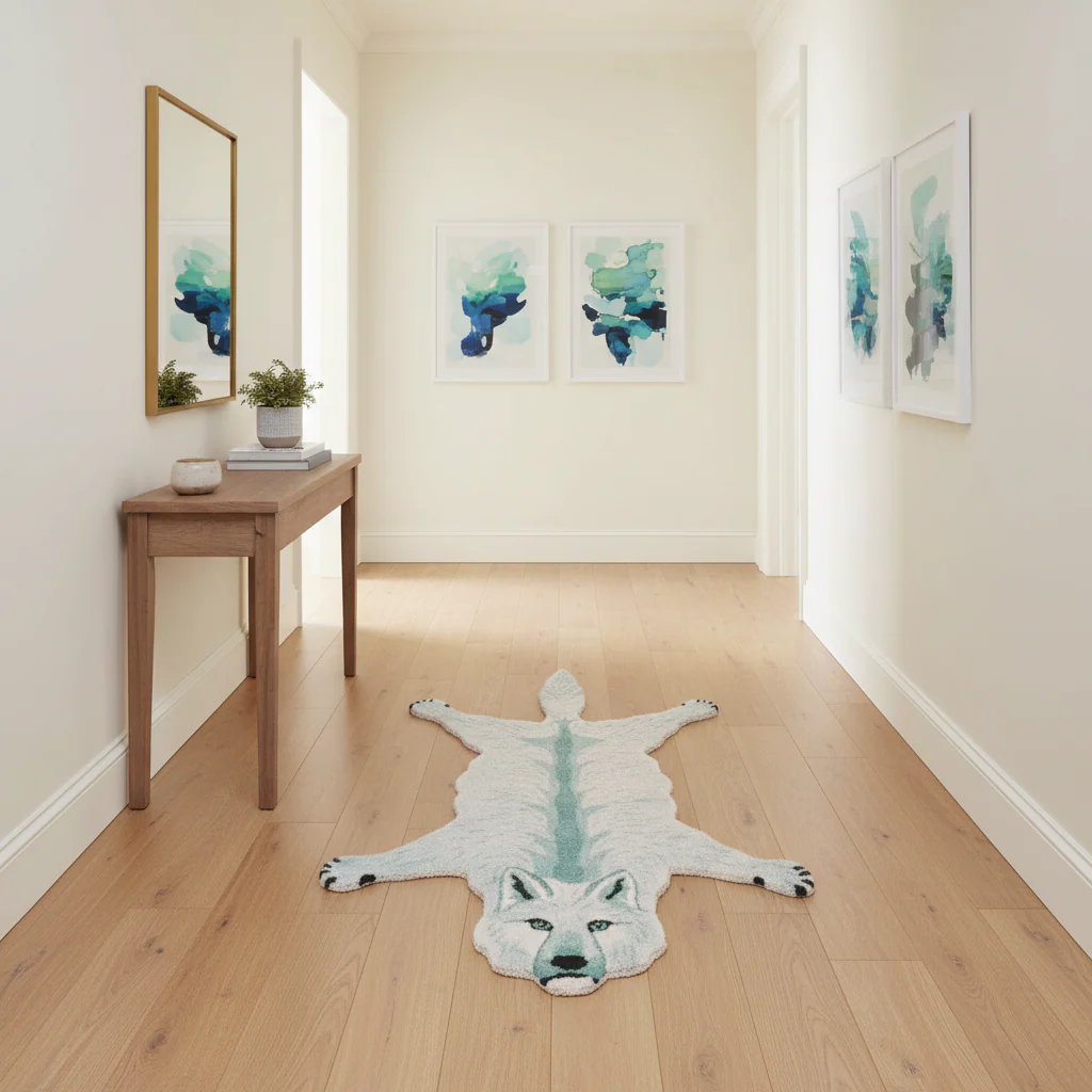 Fox Shaped Accent Hand Tufted Wool Rug - Image 3