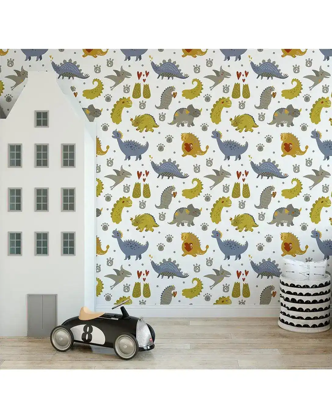 Friendly Dinosaur Kids Room Removable Wallpaper - Image 2