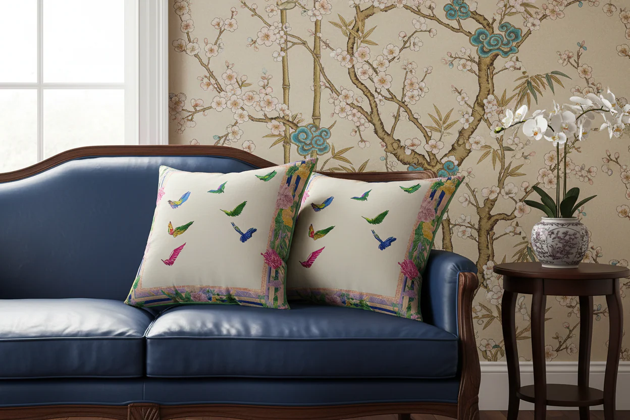 Garden Flight Border Throw Pillow - Image 2