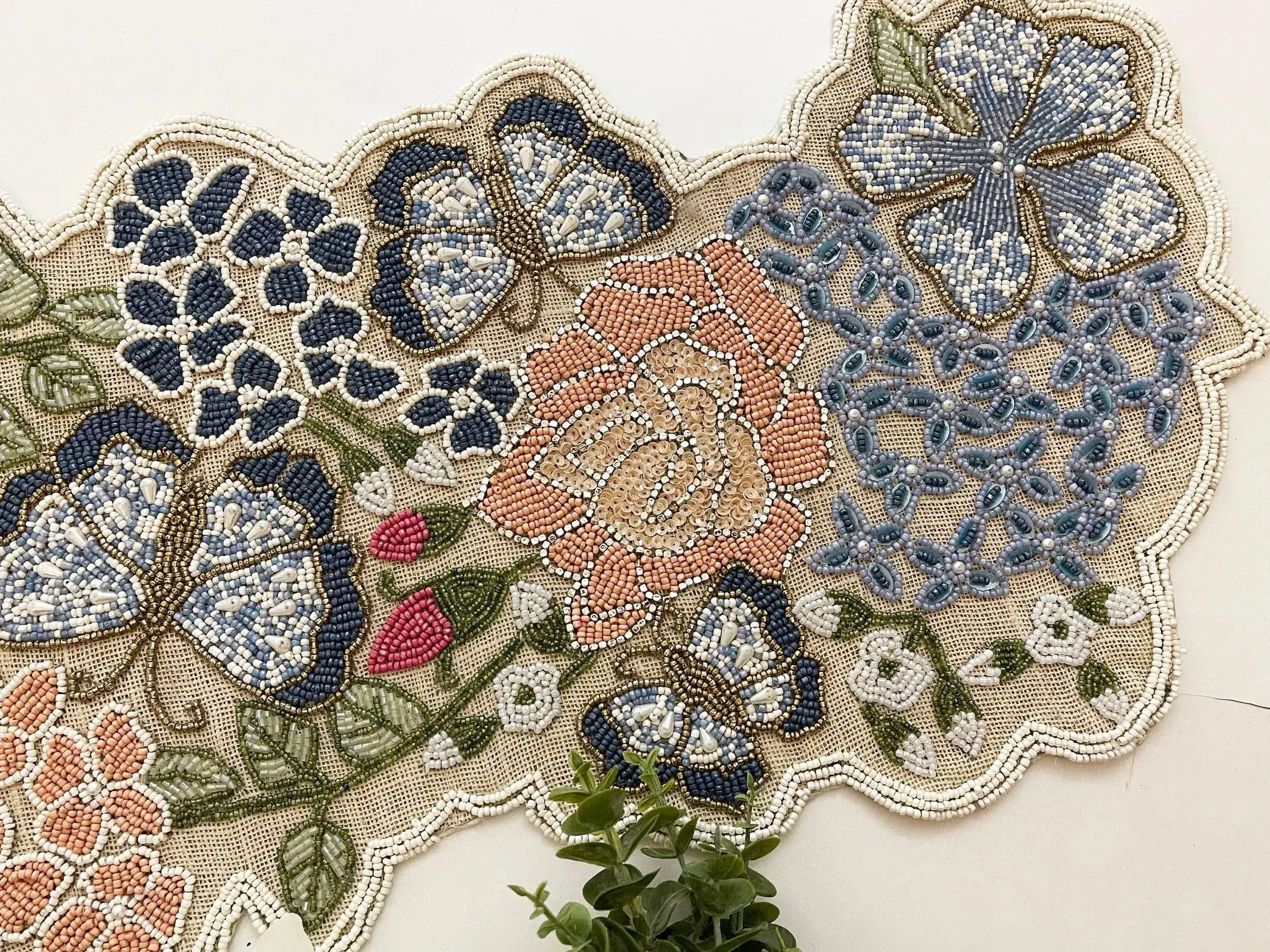 Garden of Life Burlap Beaded Table Runner - Image 2