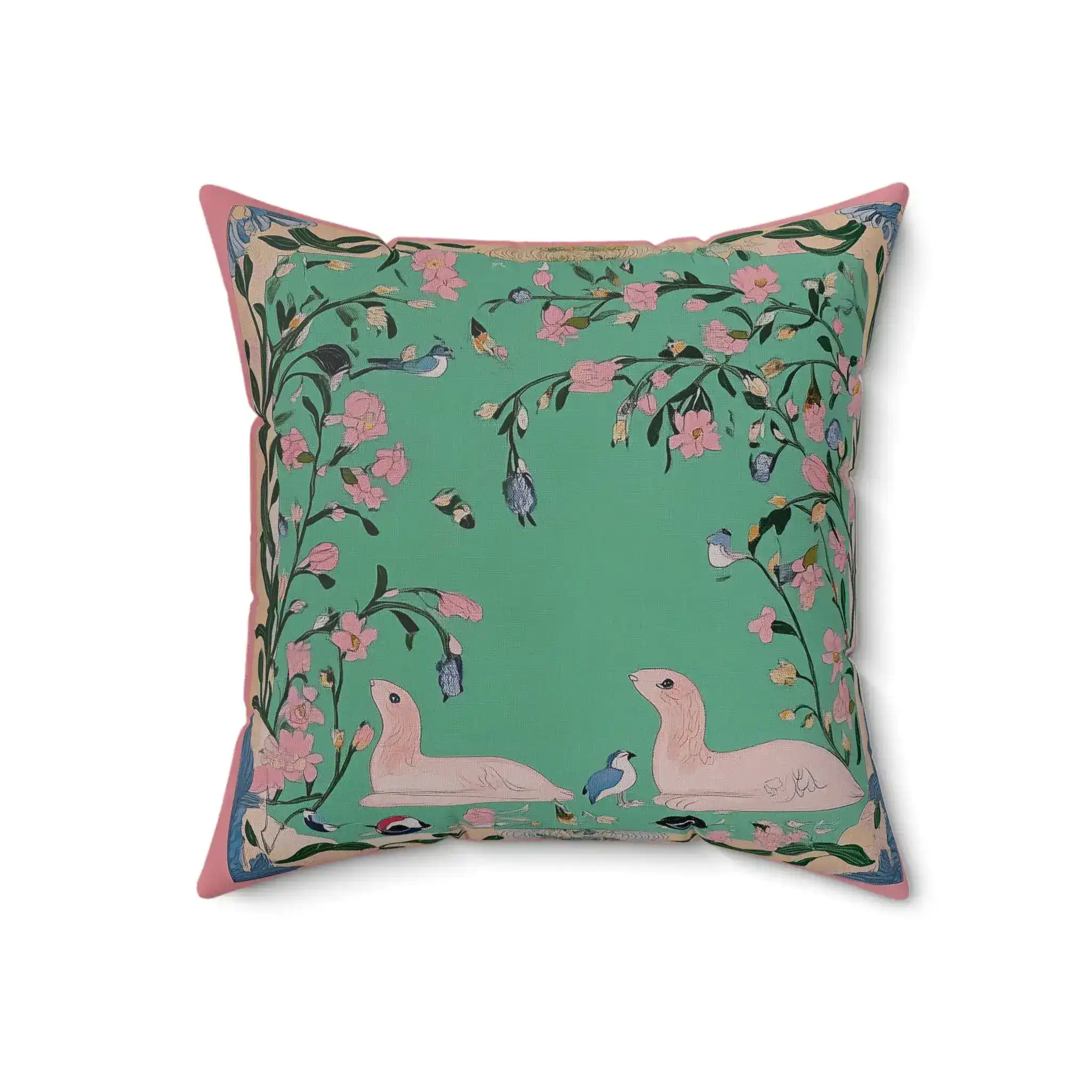 Gentle Seals and Floral Garden Throw Pillow - Image 4