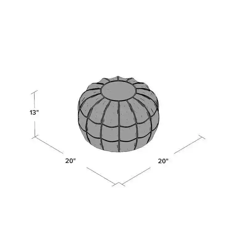 Genuine Leather Round Floral Pouf Ottoman - Orange - Image 5