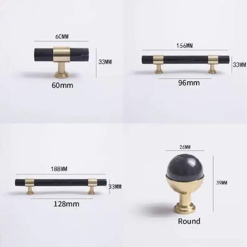 Genuine Marble Brass Cabinet Door Handles - Image 5