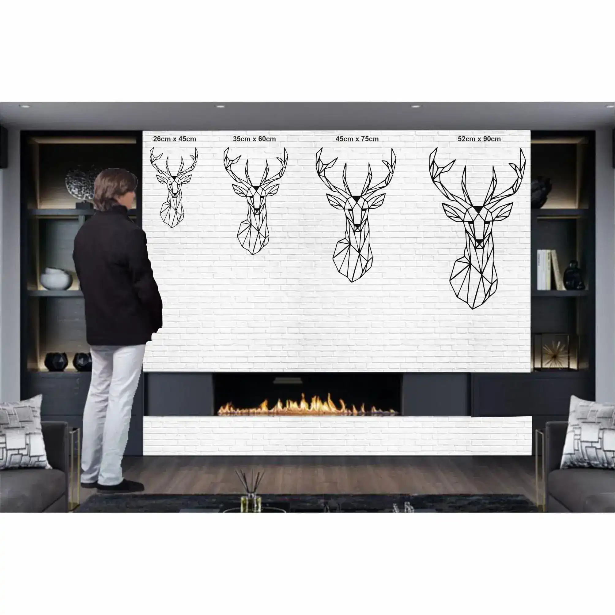 Geometric Deer Head Metal Wall Art - Image 11