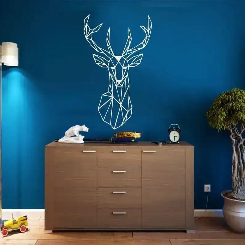 Geometric Deer Head Metal Wall Art - Image 4