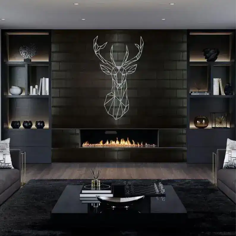 Geometric Deer Head Metal Wall Art - Image 6