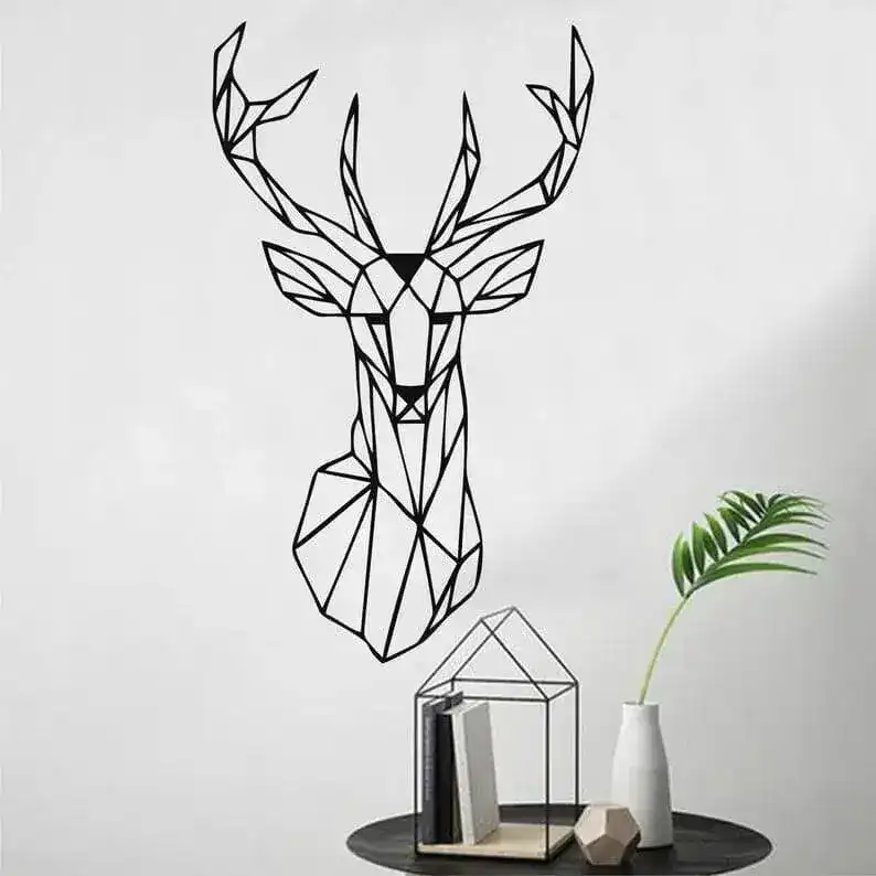 Geometric Deer Head Metal Wall Art - Image 8