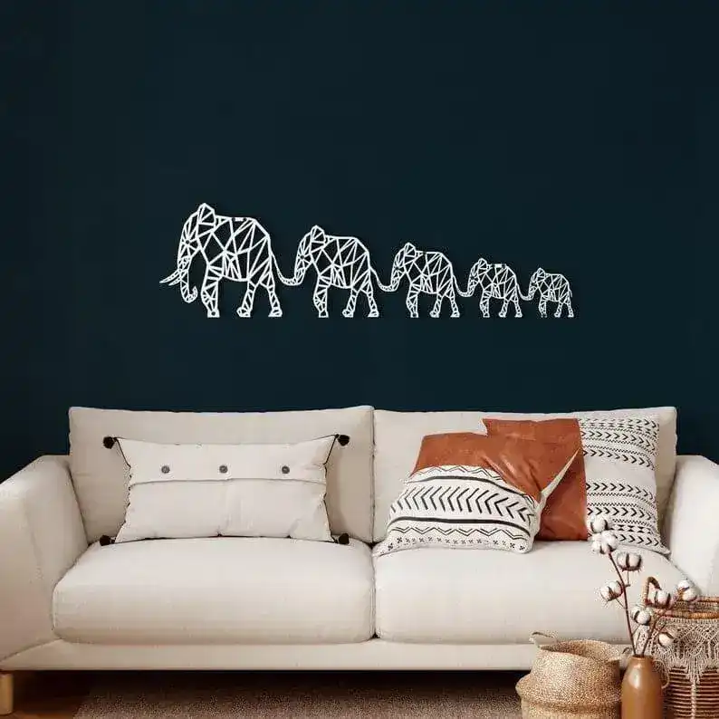Geometric Elephant Family Metal Wall Decor - Image 4