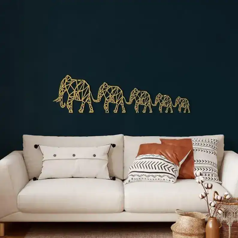 Geometric Elephant Family Metal Wall Decor - Image 5
