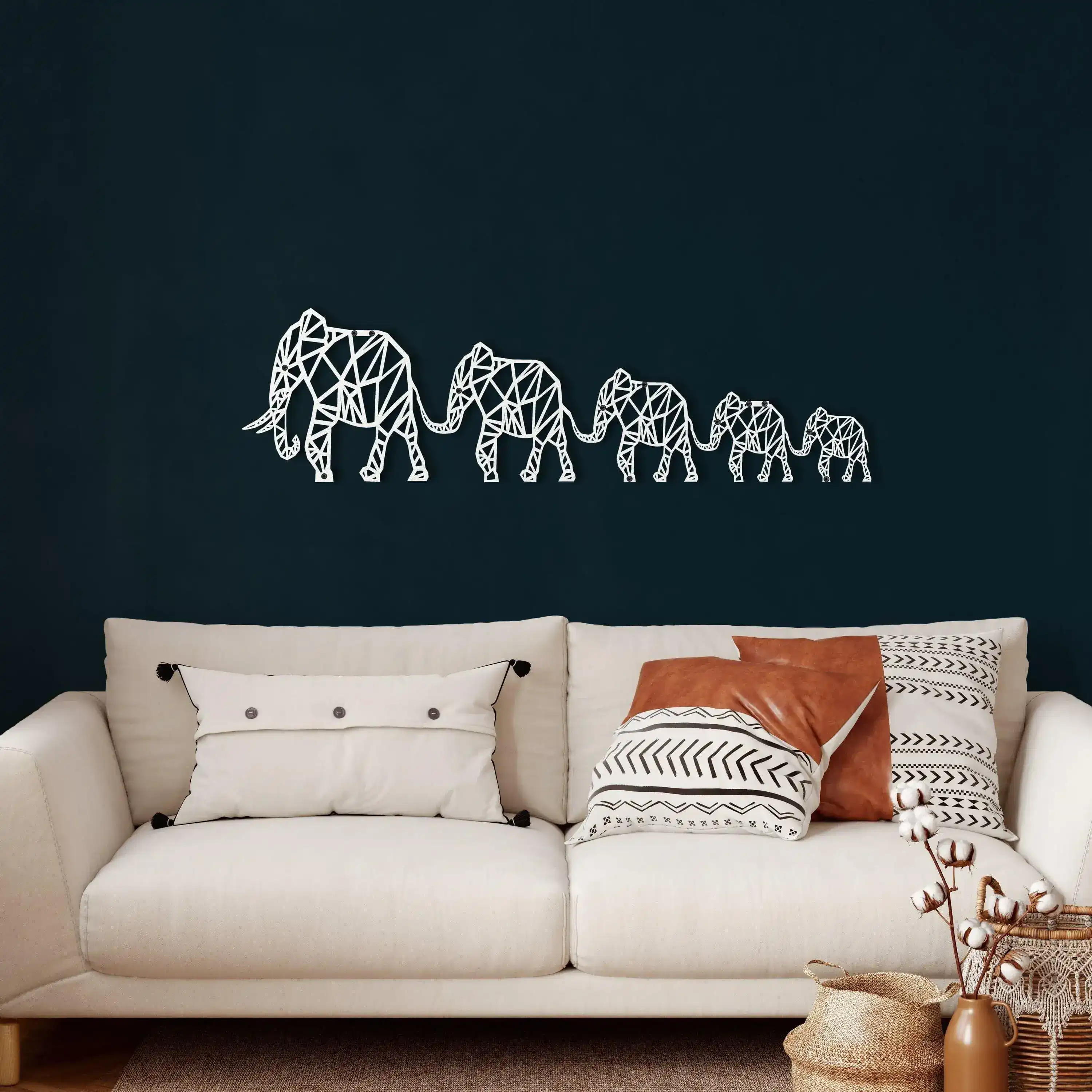 Geometric Elephant Family Metal Wall Decor - Image 8