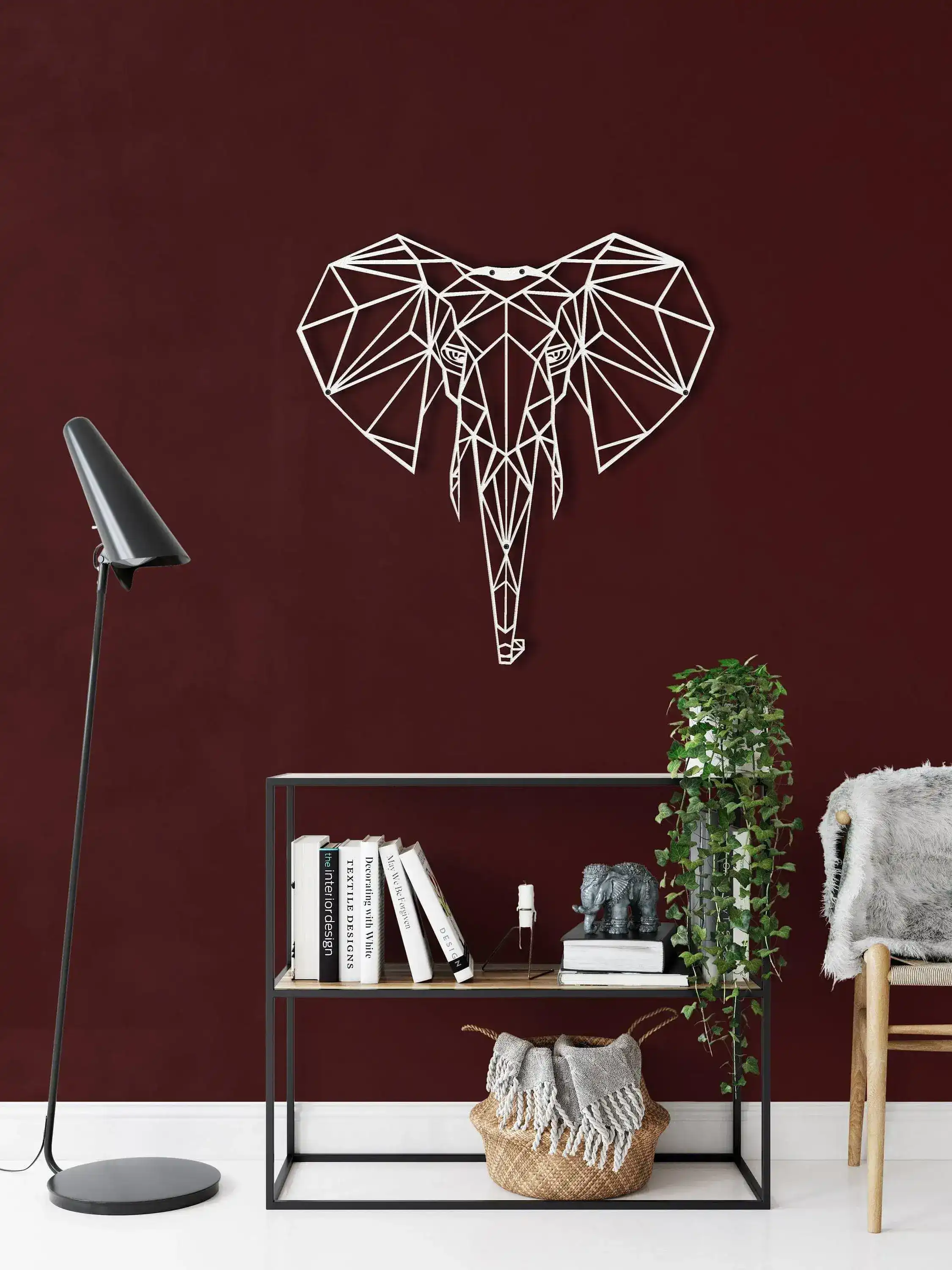 Geometric Elephant Head Metal Wall Art - Image 11