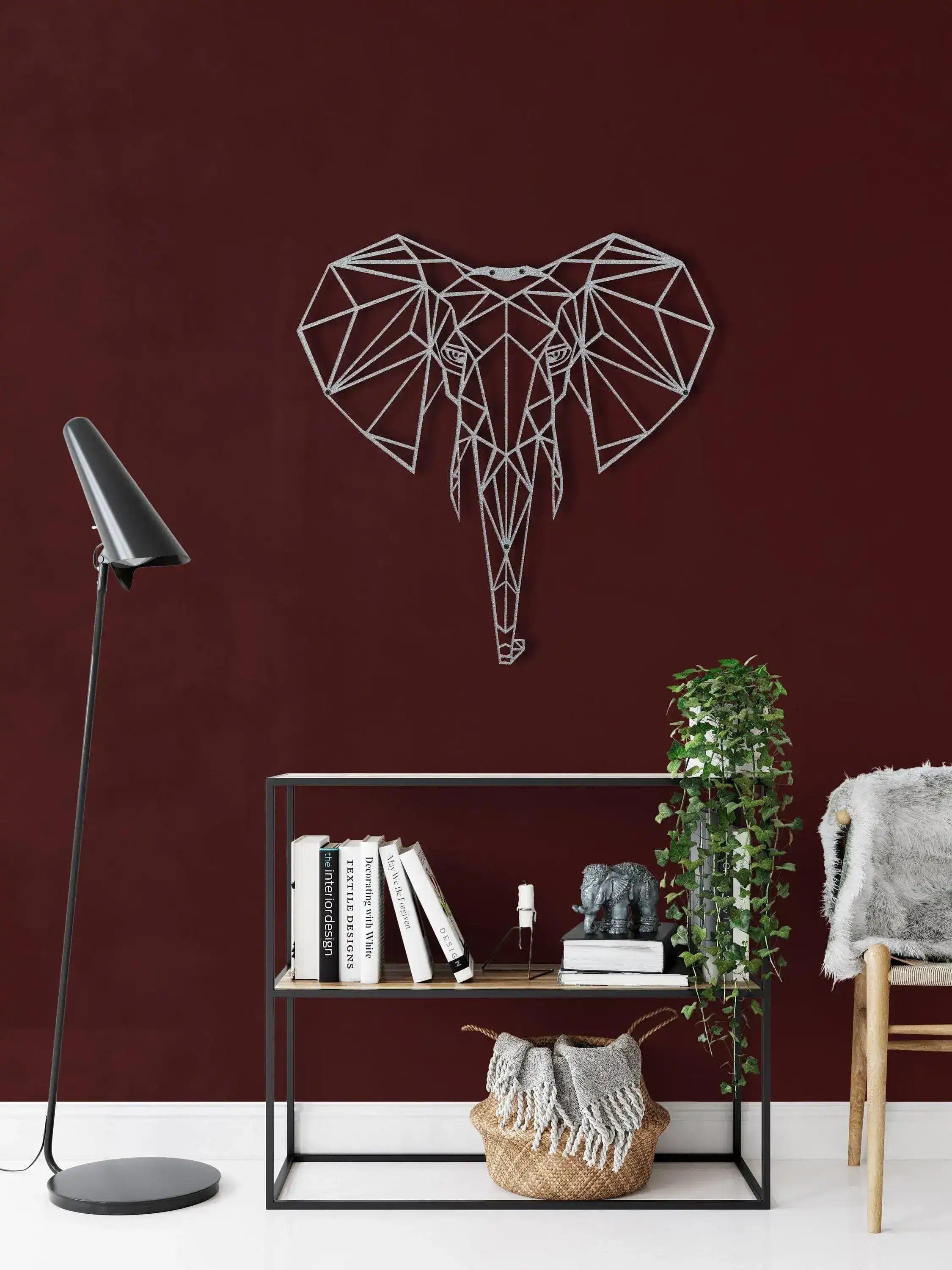 Geometric Elephant Head Metal Wall Art - Image 12