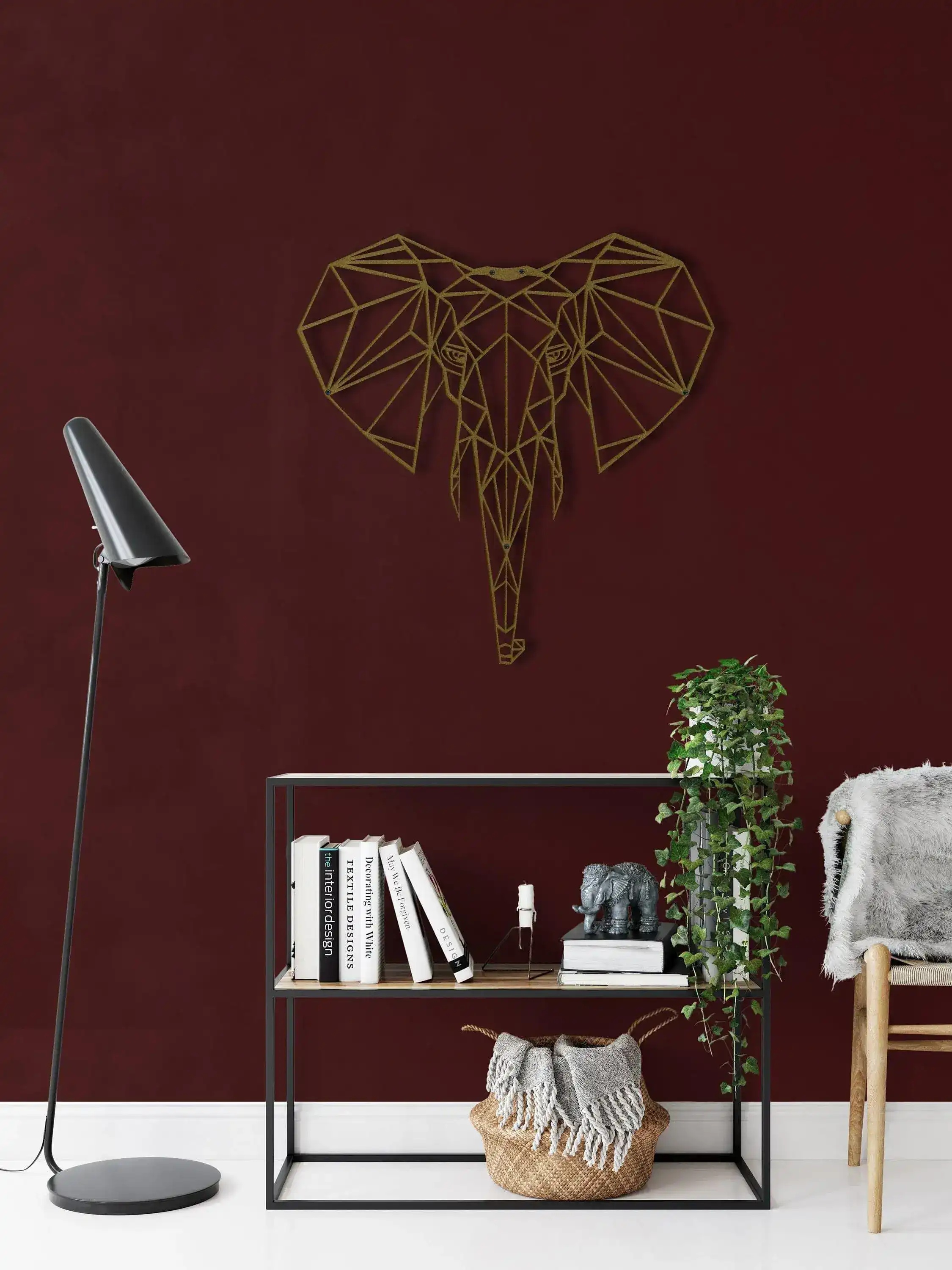 Geometric Elephant Head Metal Wall Art - Image 14