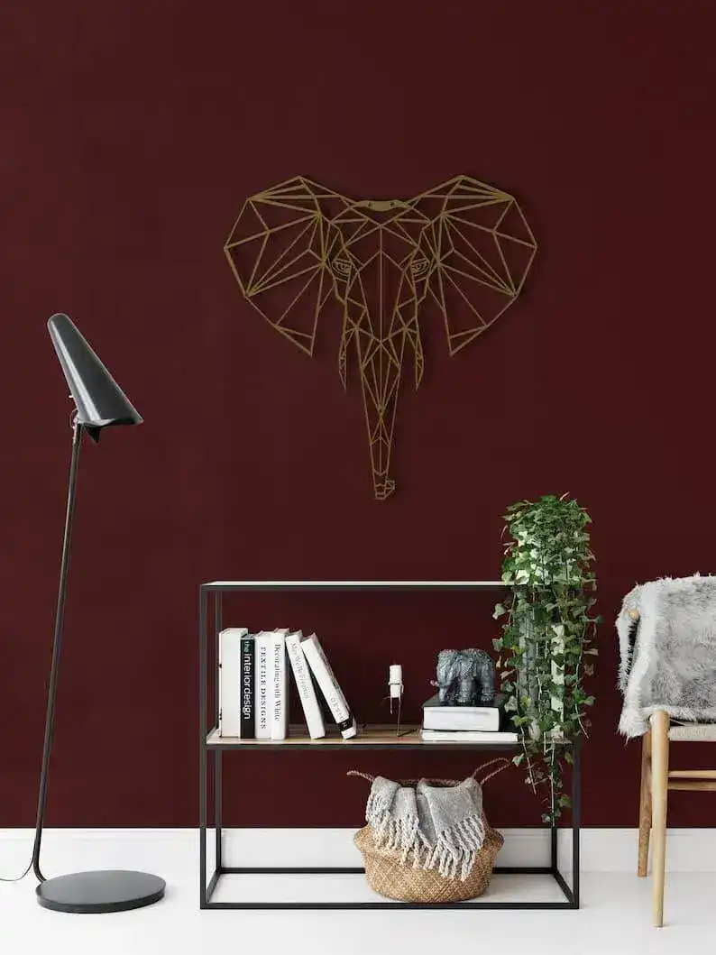 Geometric Elephant Head Metal Wall Art - Image 7