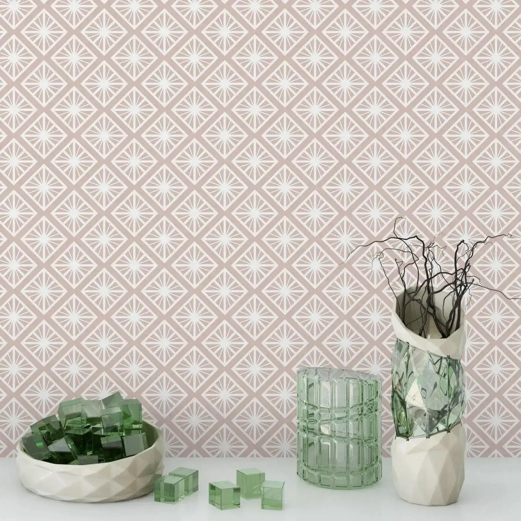 Geometric Floral Art Deco Removable Wallpaper - Image 2