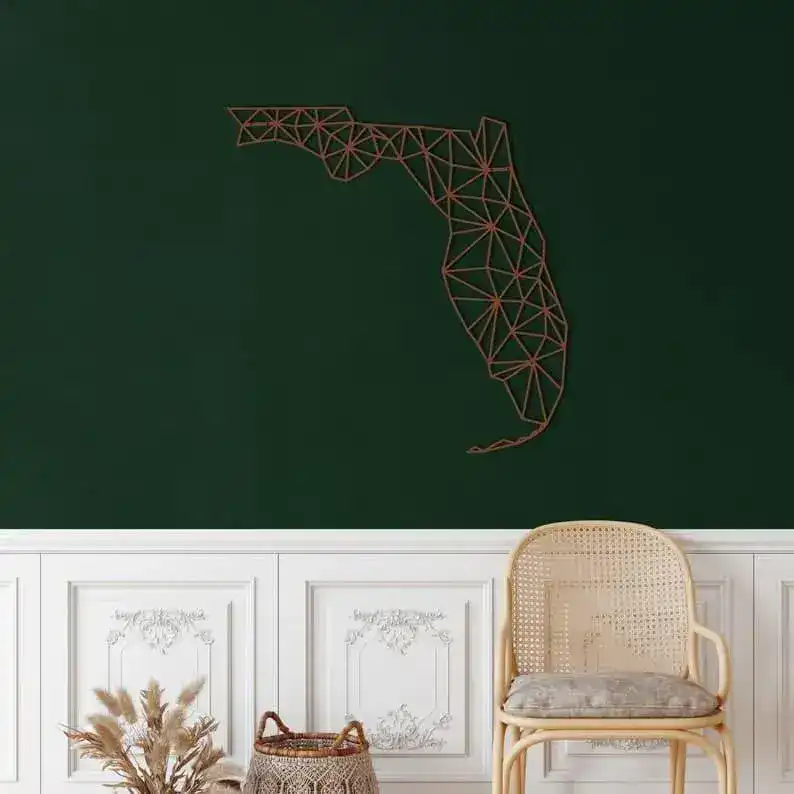 Geometric Florida Map Metal Wall Decor - Image 4
