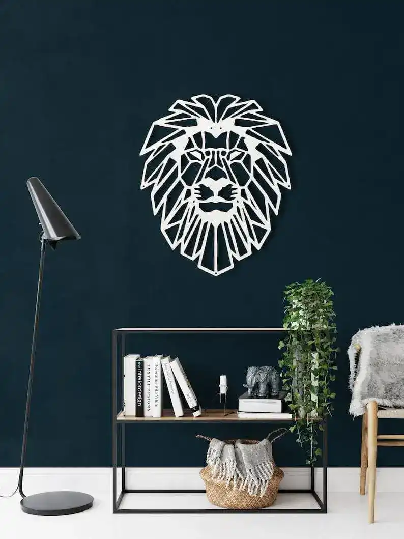Geometric Lion Head Metal Wall Decor - Image 5