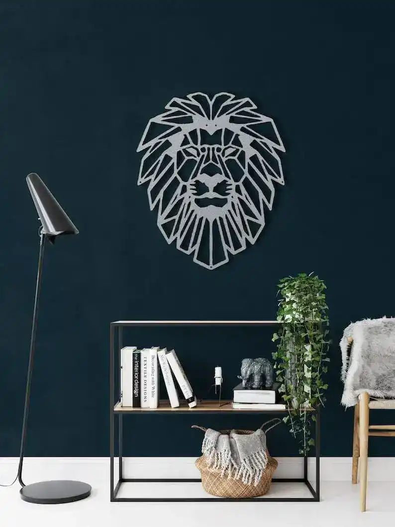 Geometric Lion Head Metal Wall Decor - Image 6