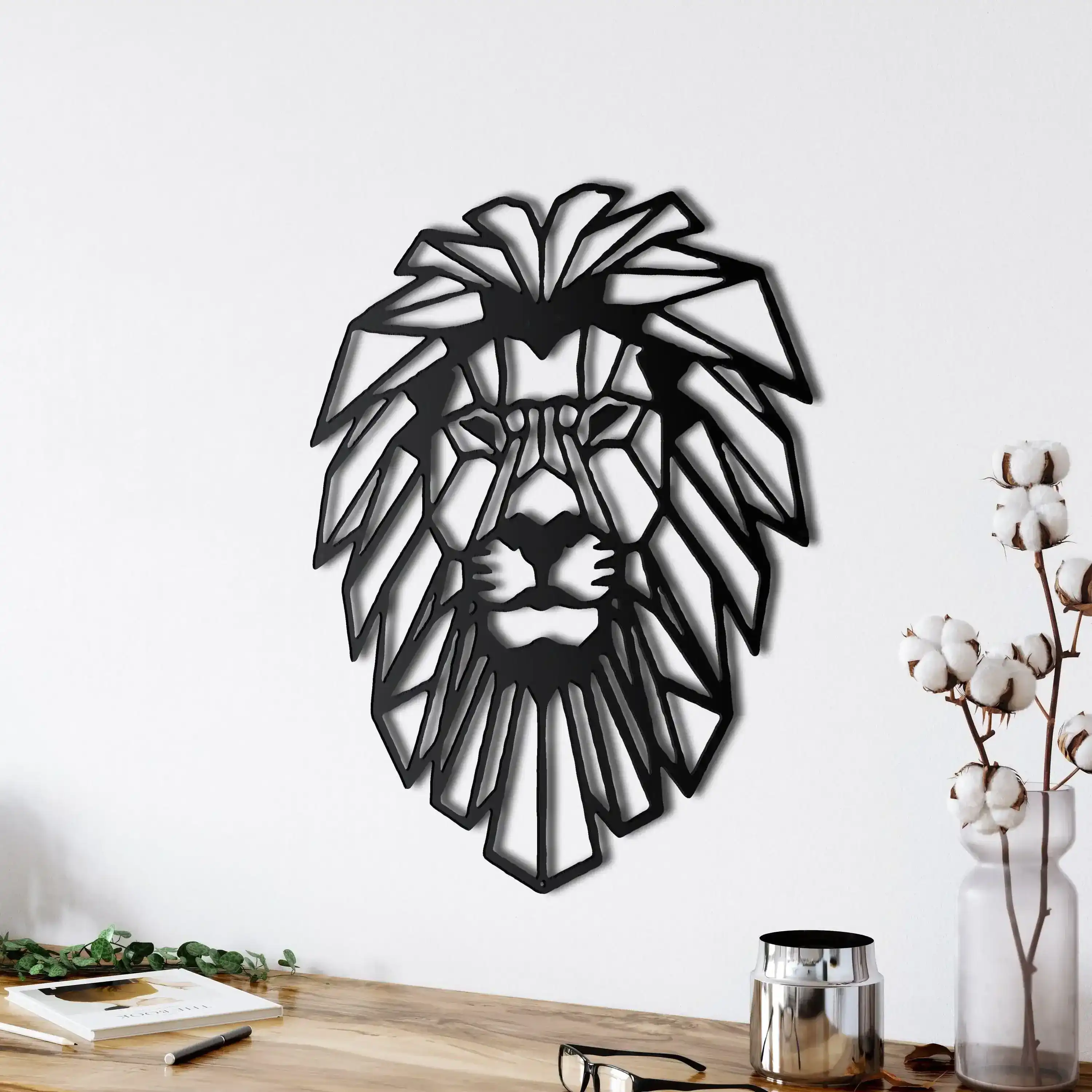 Geometric Lion Head Metal Wall Decor - Image 7