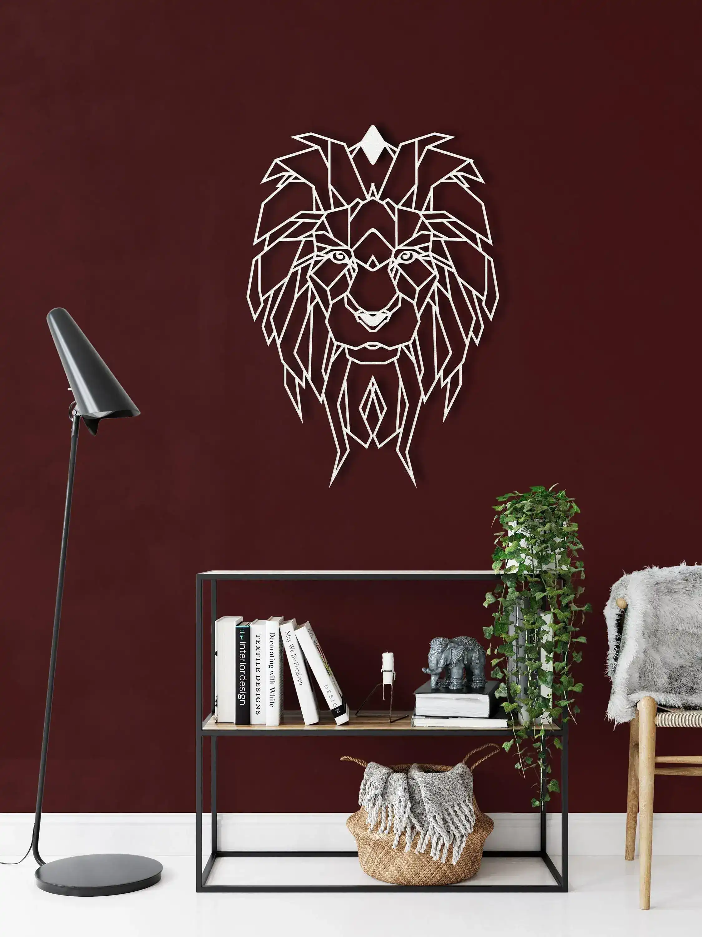 Geometric Lion Head Metal Wall Decor - Image 11