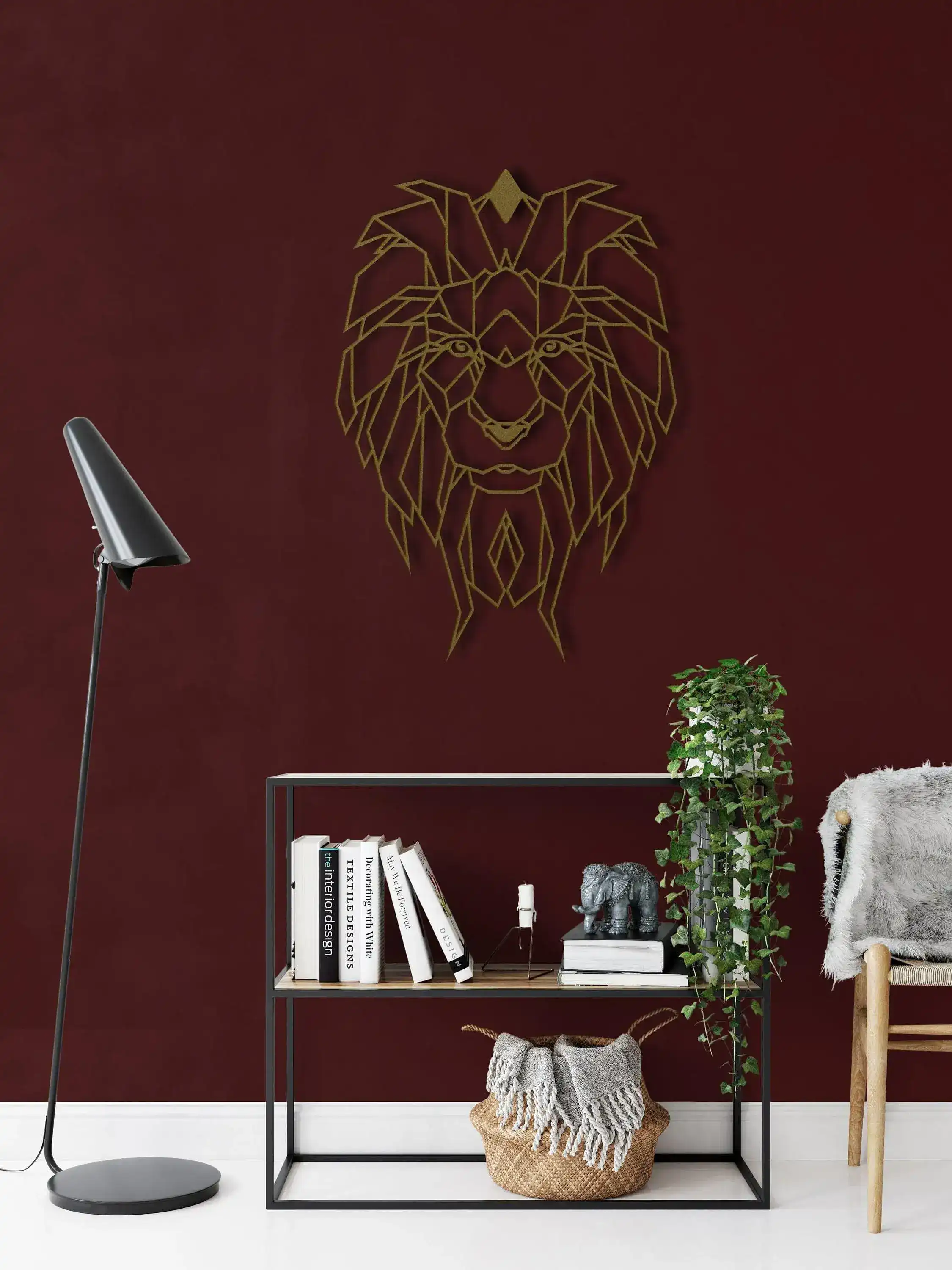 Geometric Lion Head Metal Wall Decor - Image 14