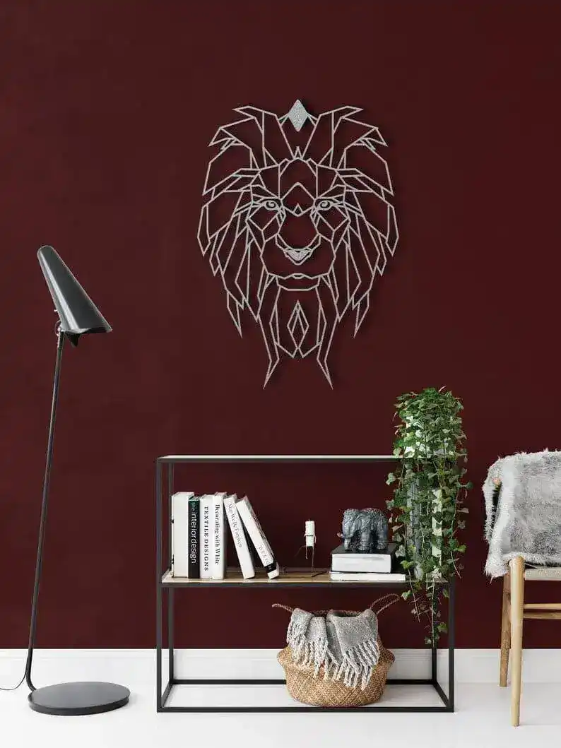 Geometric Lion Head Metal Wall Decor - Image 4