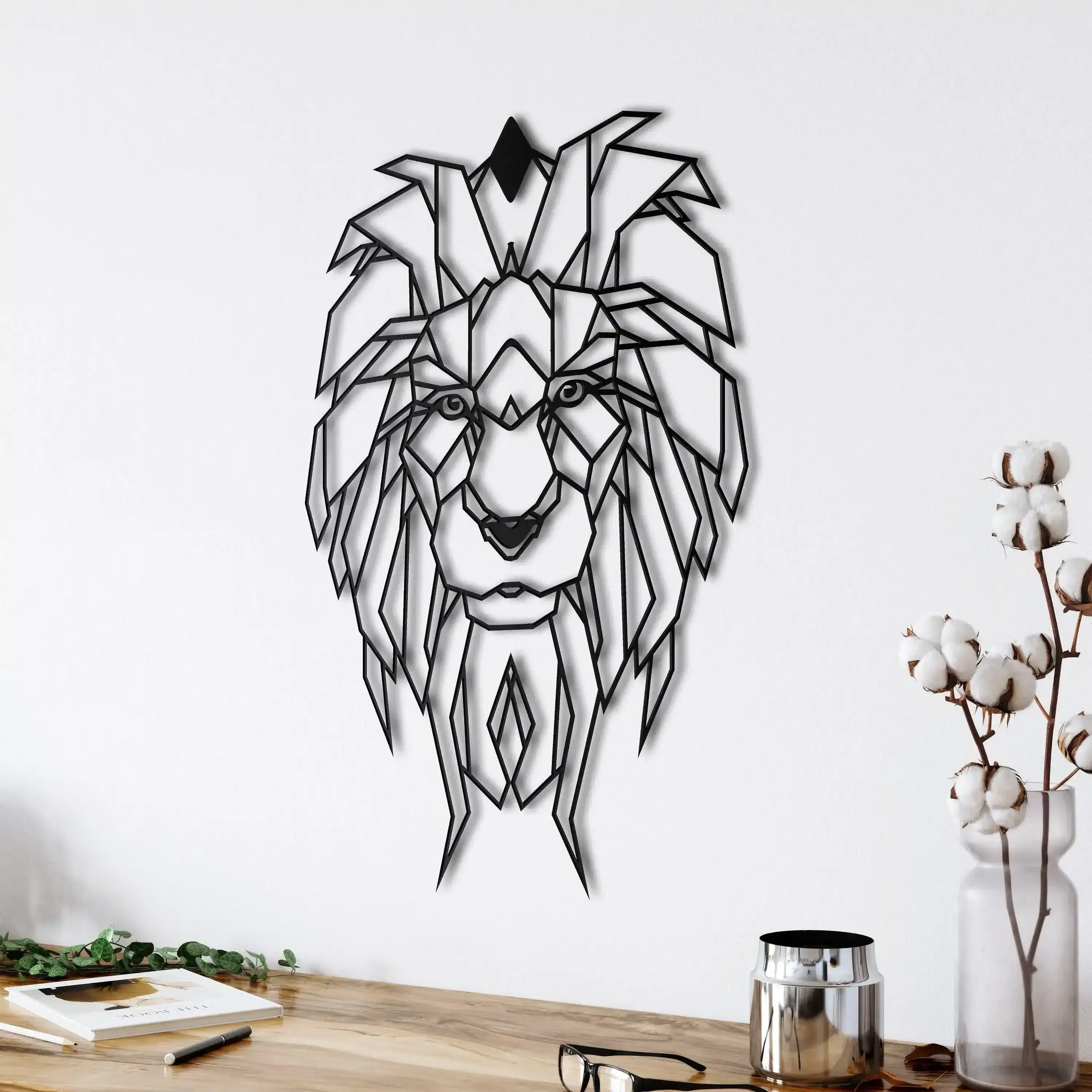 Geometric Lion Head Metal Wall Decor - Image 7