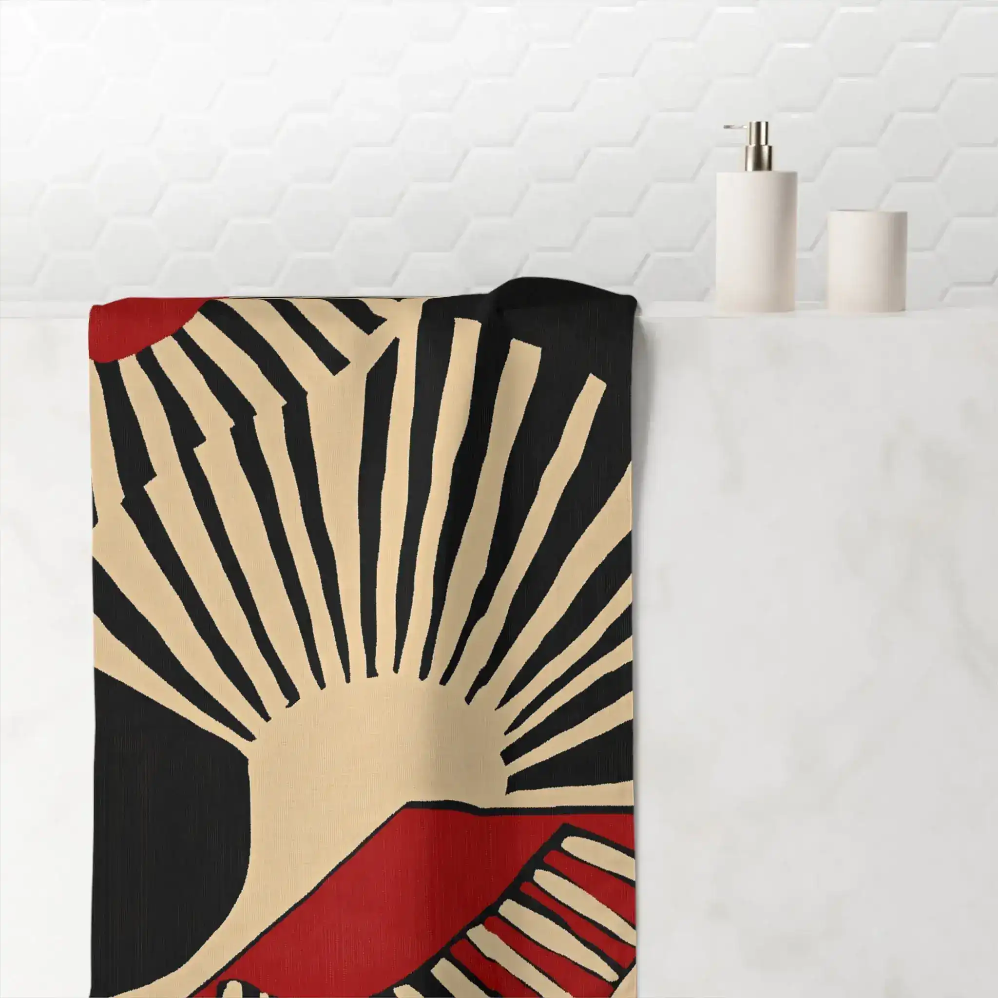 Geometric Mid-Century Modern Bath Towel - Image 2