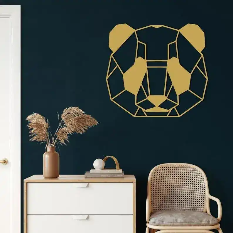 Geometric Panda Head Metal Wall Hanging Decor - Image 5