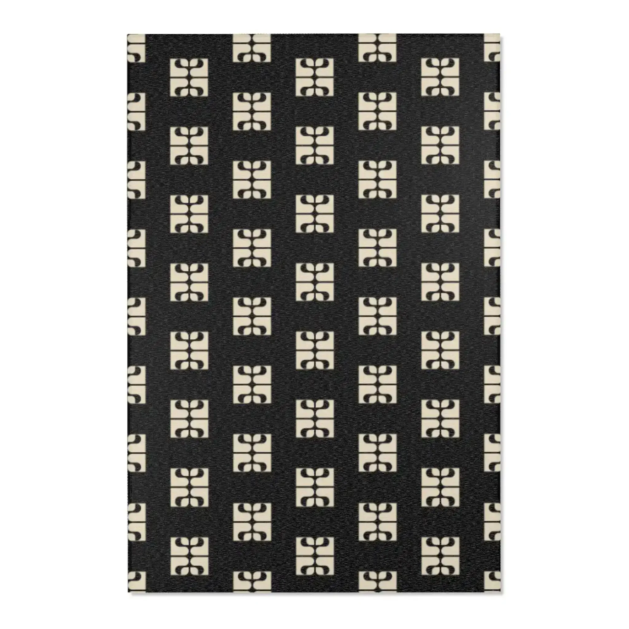 Geometric Retro Black & Beige Accent Rug - Image 3