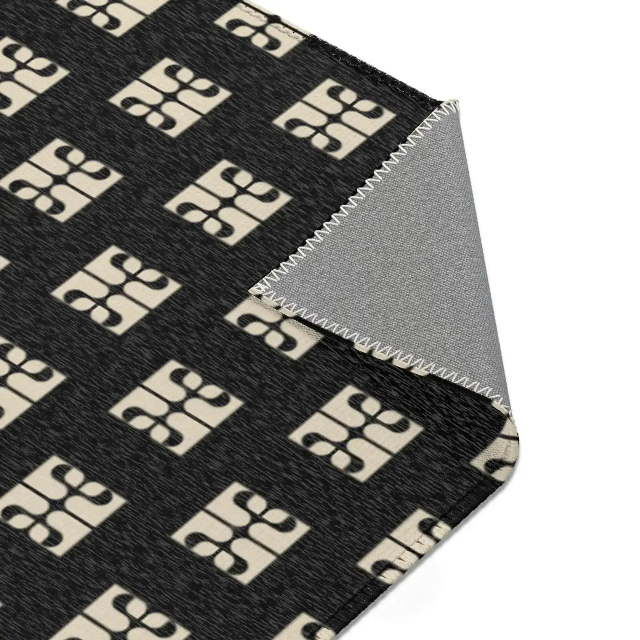 Geometric Retro Black & Beige Accent Rug - Image 6
