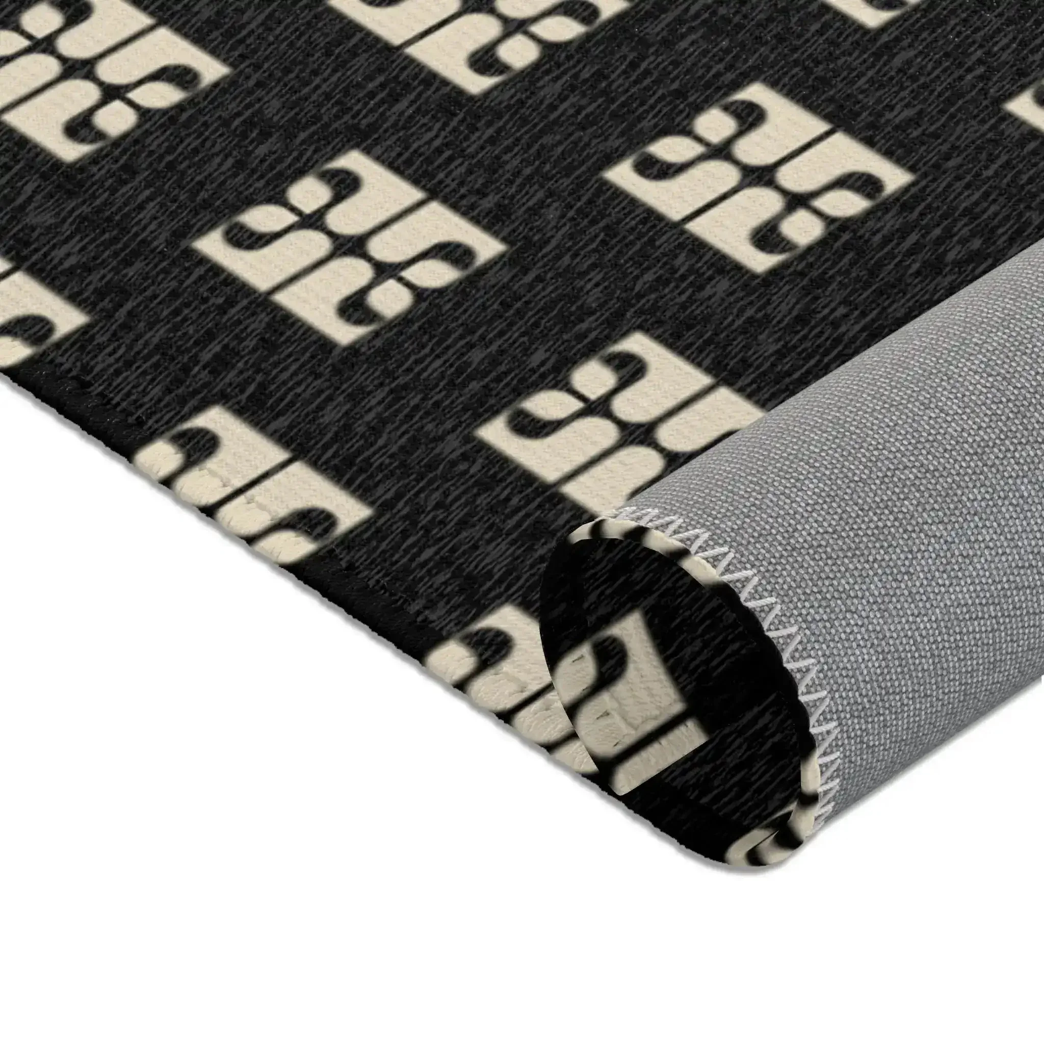 Geometric Retro Black & Beige Accent Rug - Image 7