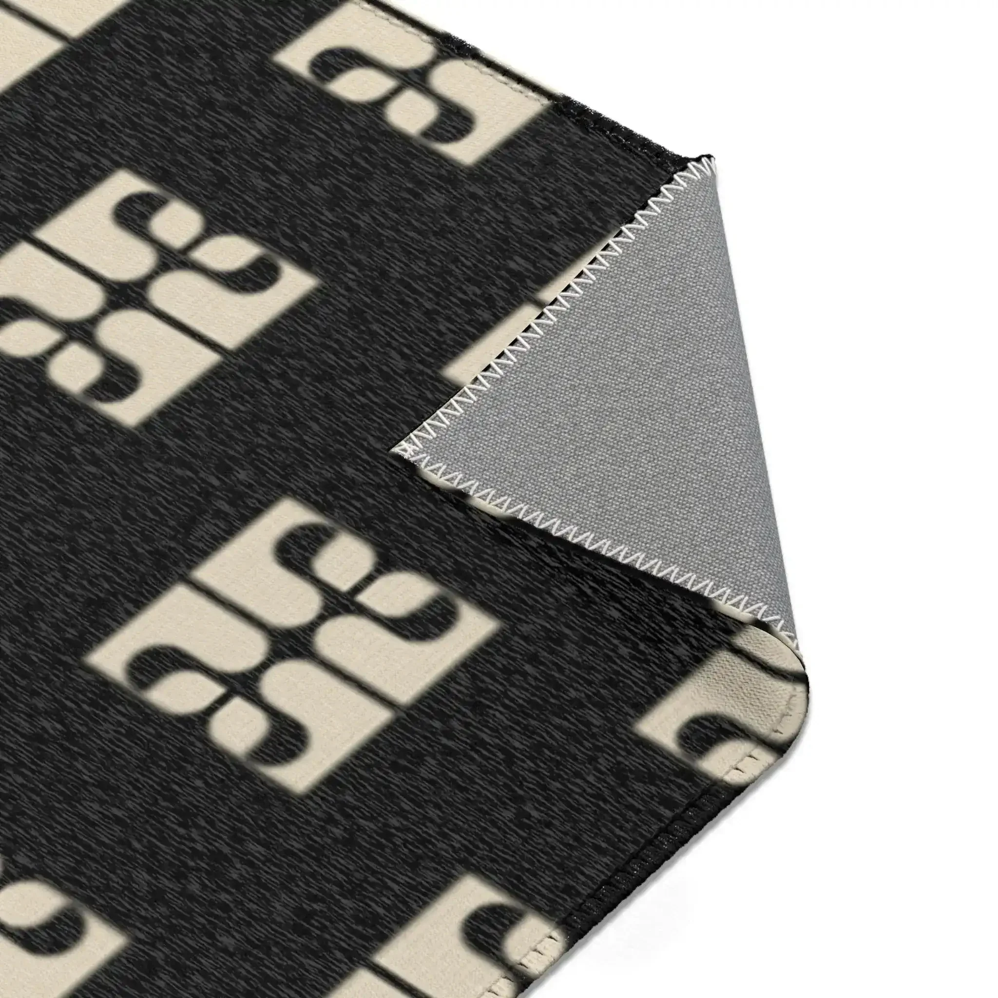 Geometric Retro Black & Beige Accent Rug - Image 8
