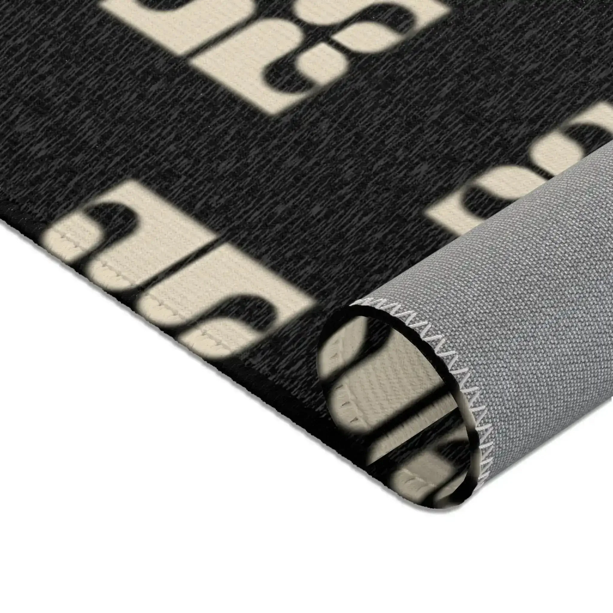 Geometric Retro Black & Beige Accent Rug - Image 9