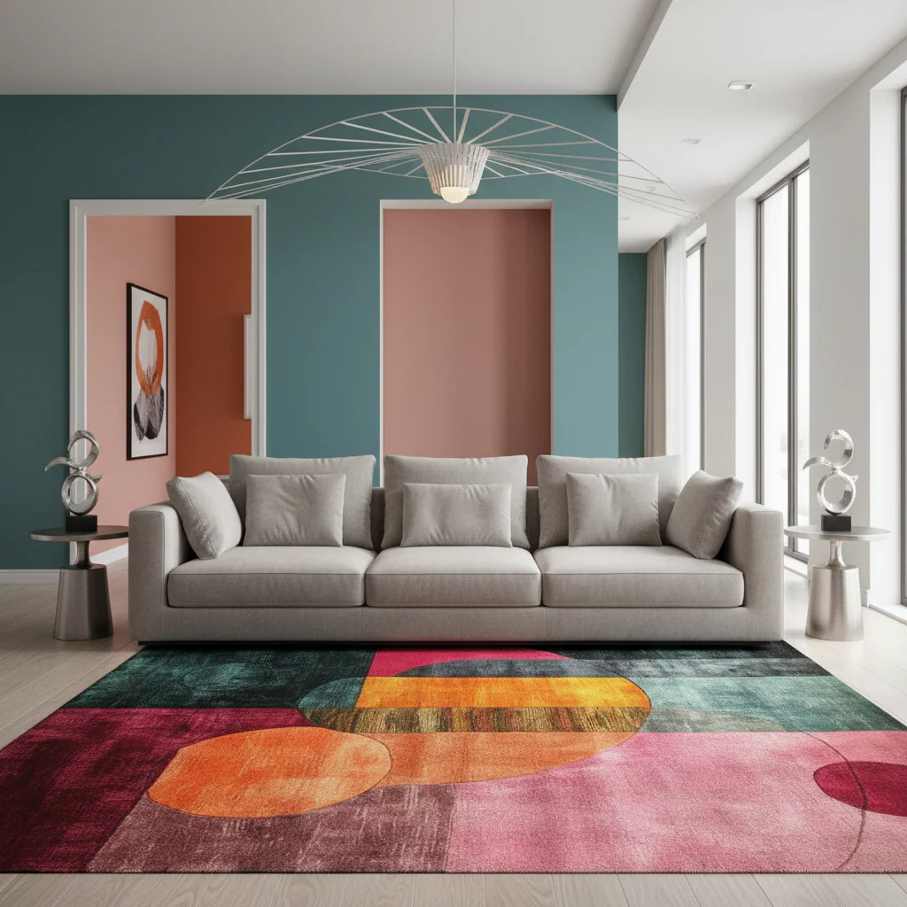 Geometric Tapestry Hand Tufted Wool Rug - Image 3