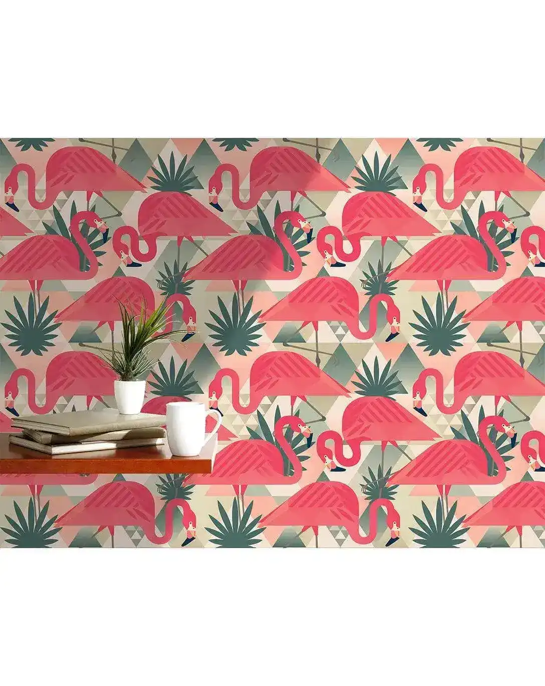 Geometric Tropical Pink Flamingo Removable Wallpaper - Image 6