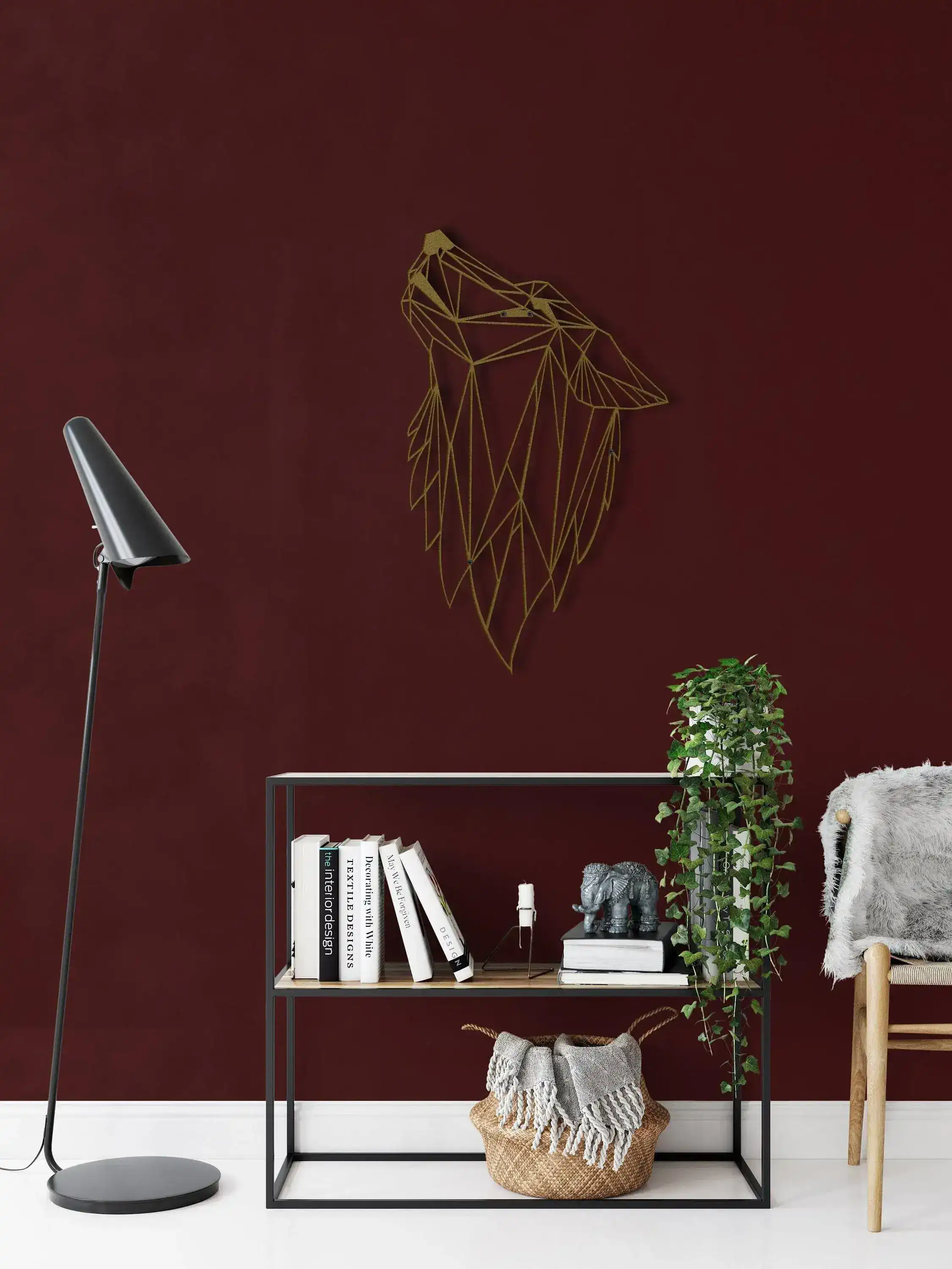 Geometric Wolf Head Metal Wall Decor - Image 11
