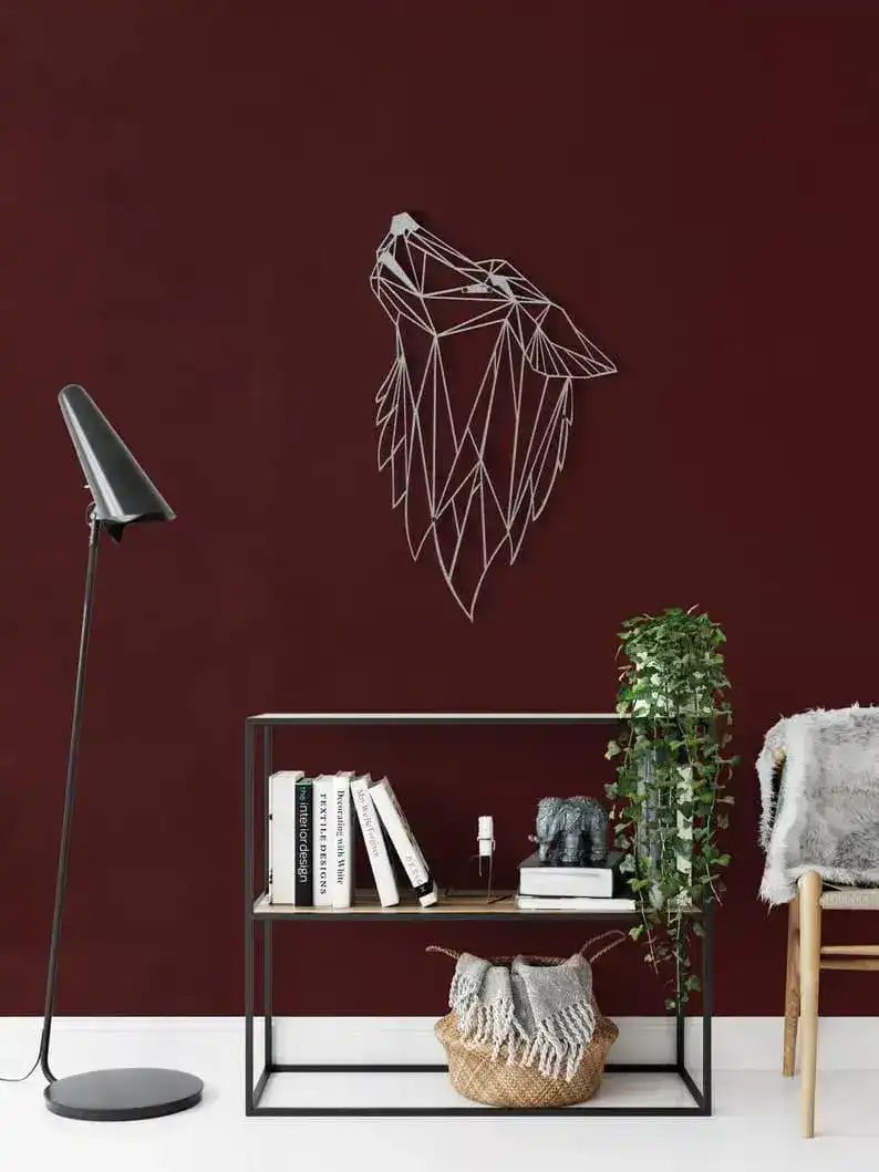 Geometric Wolf Head Metal Wall Decor - Image 3