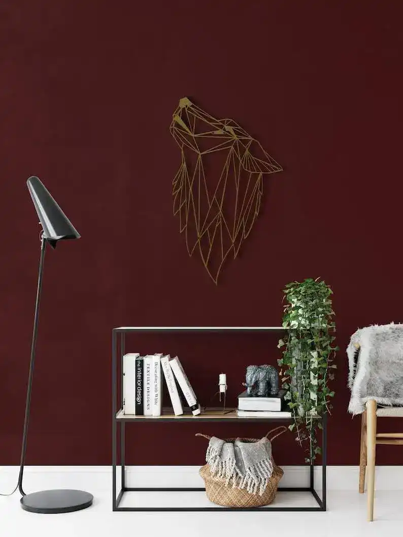 Geometric Wolf Head Metal Wall Decor - Image 5