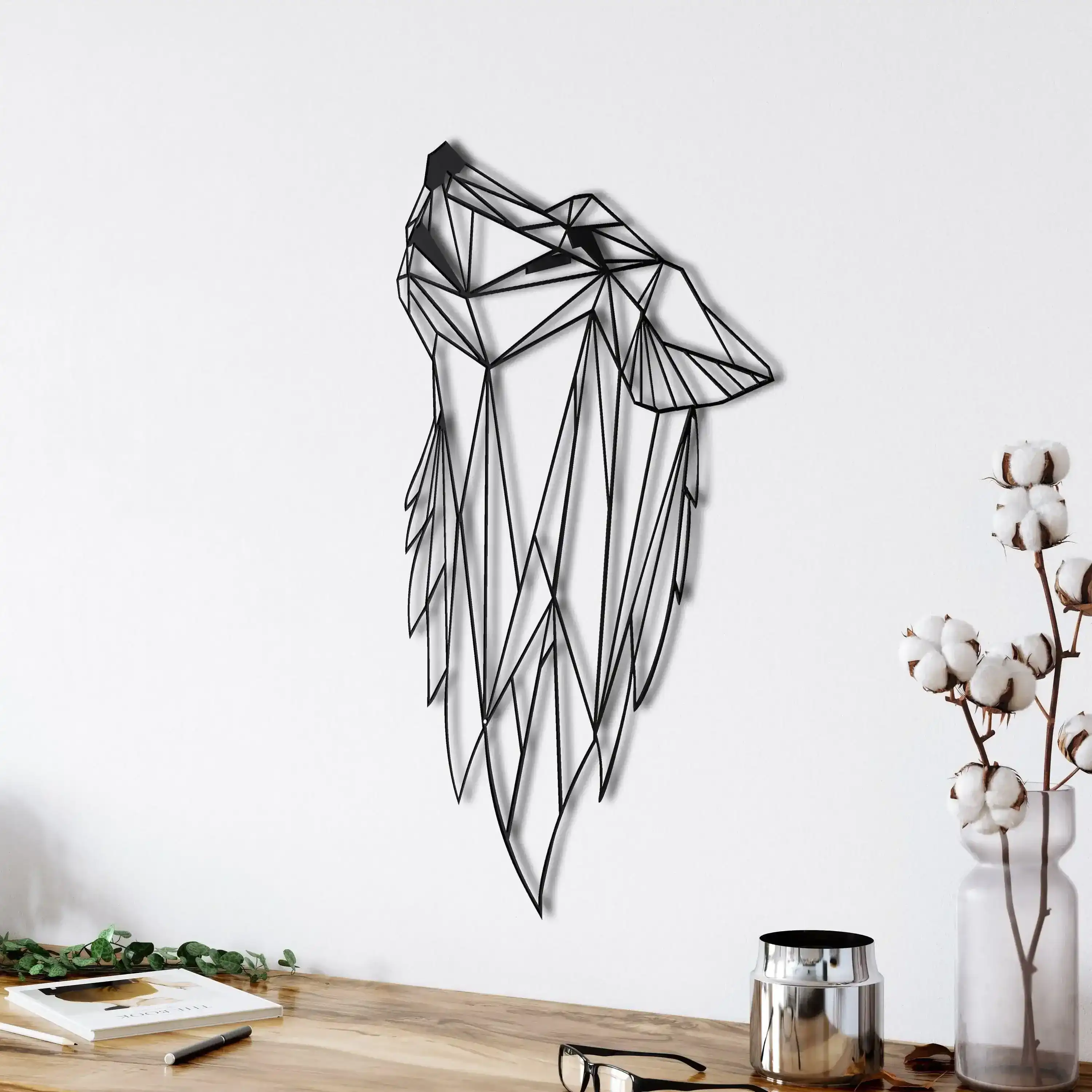 Geometric Wolf Head Metal Wall Decor - Image 7