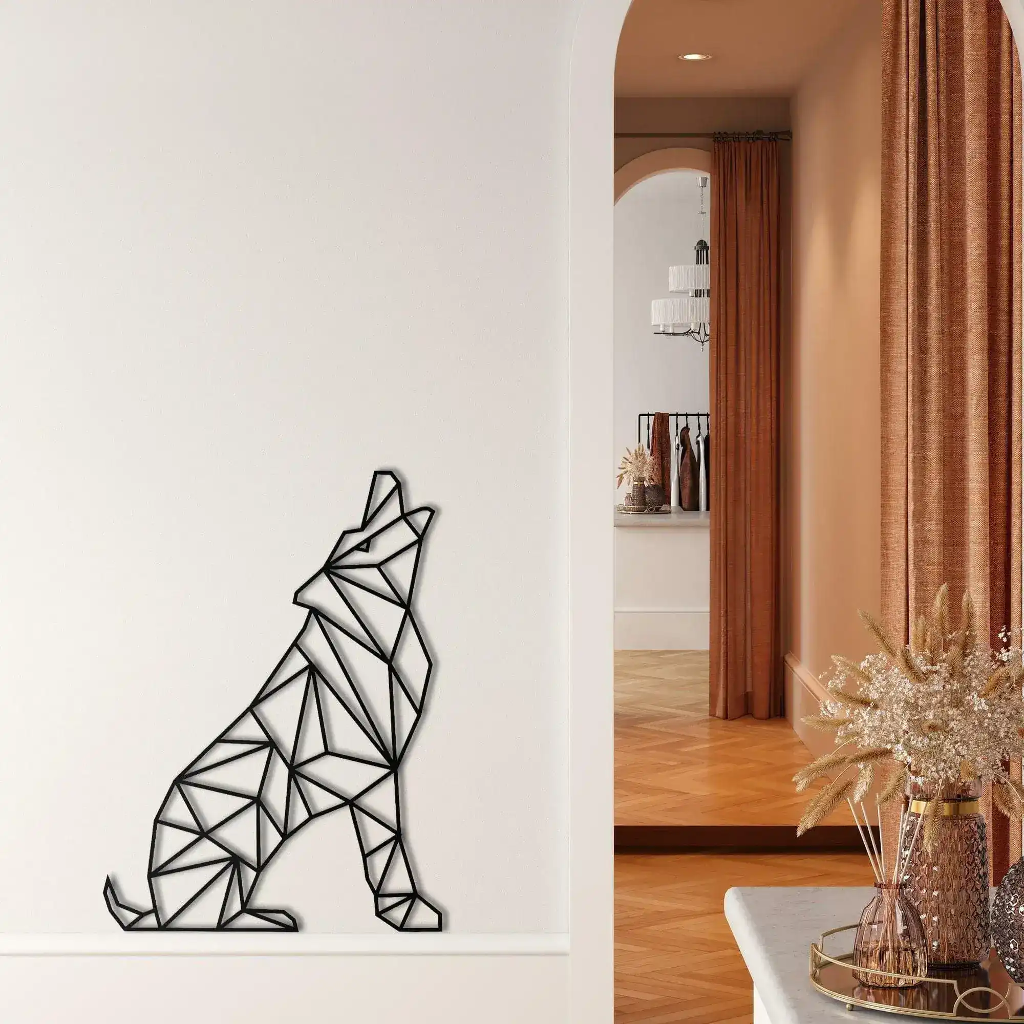 Geometric Wolf Metal Wall Decor - Image 3