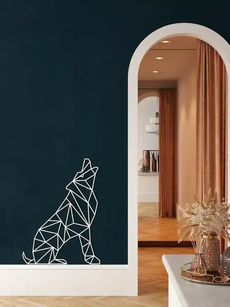 Geometric Wolf Metal Wall Decor - Image 4